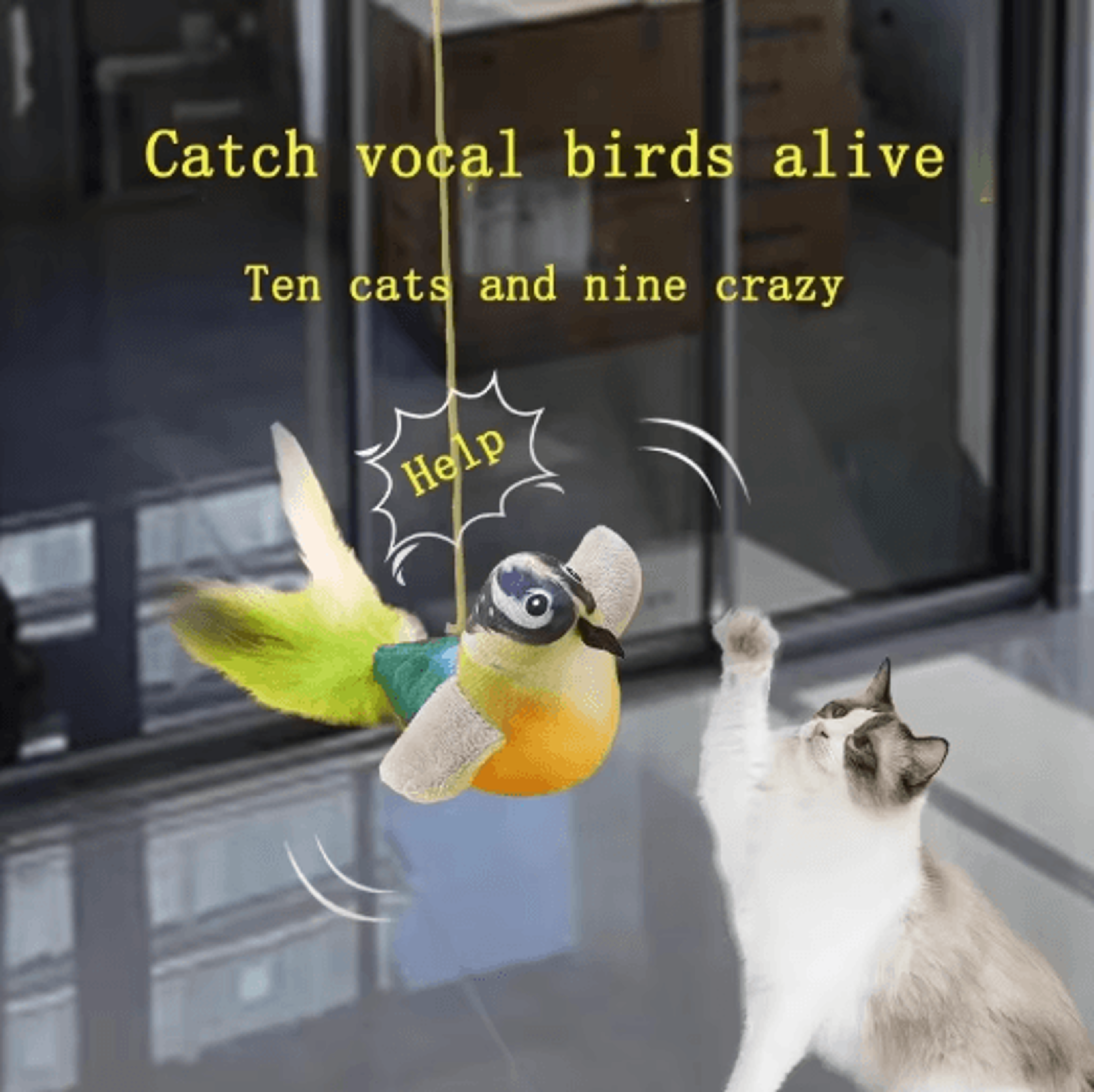 Interactive Chirping Bird Cat Toy With Catnip For Indoor Cats 7