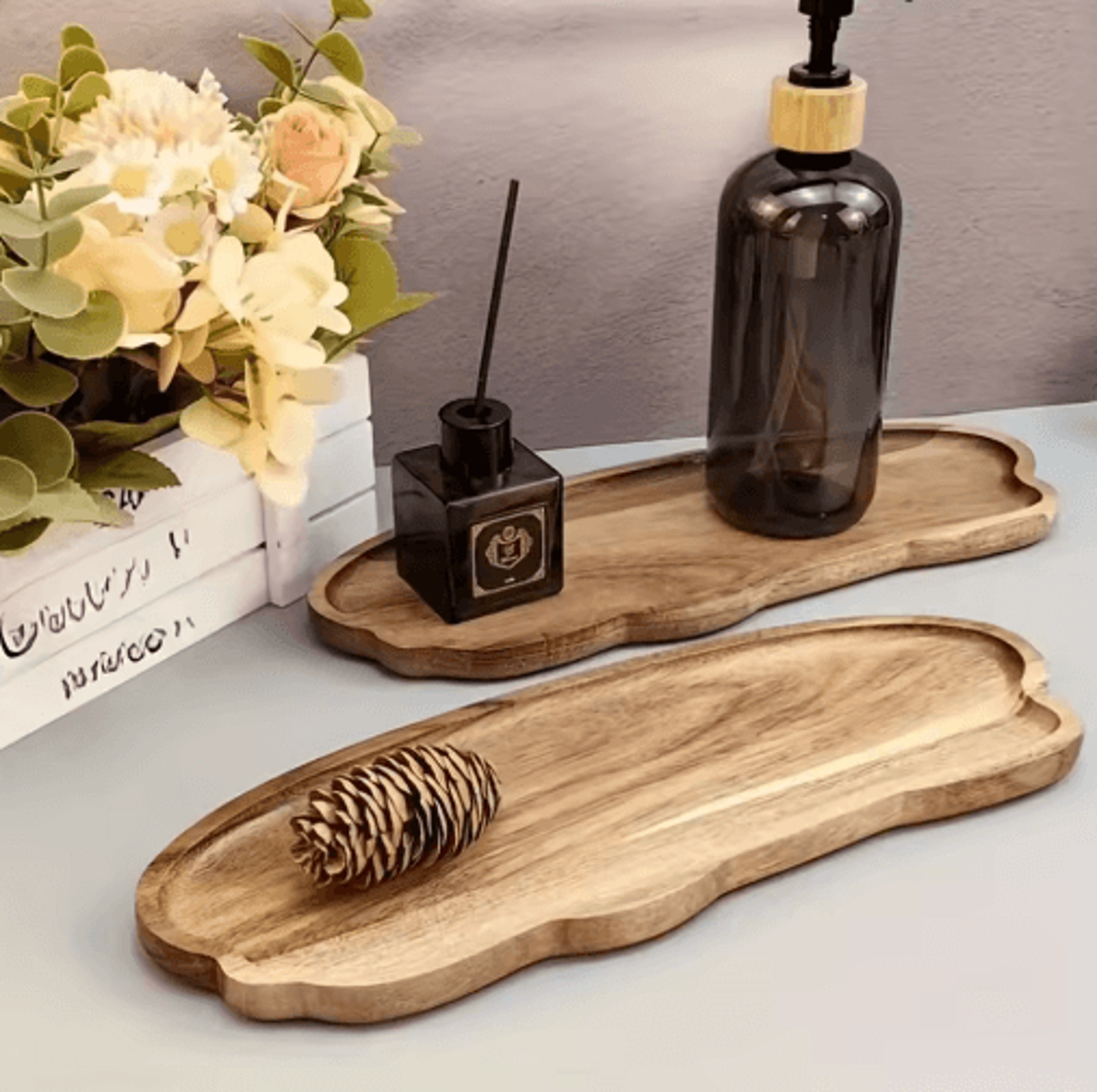 JapaneseStyle Cloud Wooden Serving Tray For Bread Desserts  Coffee 6