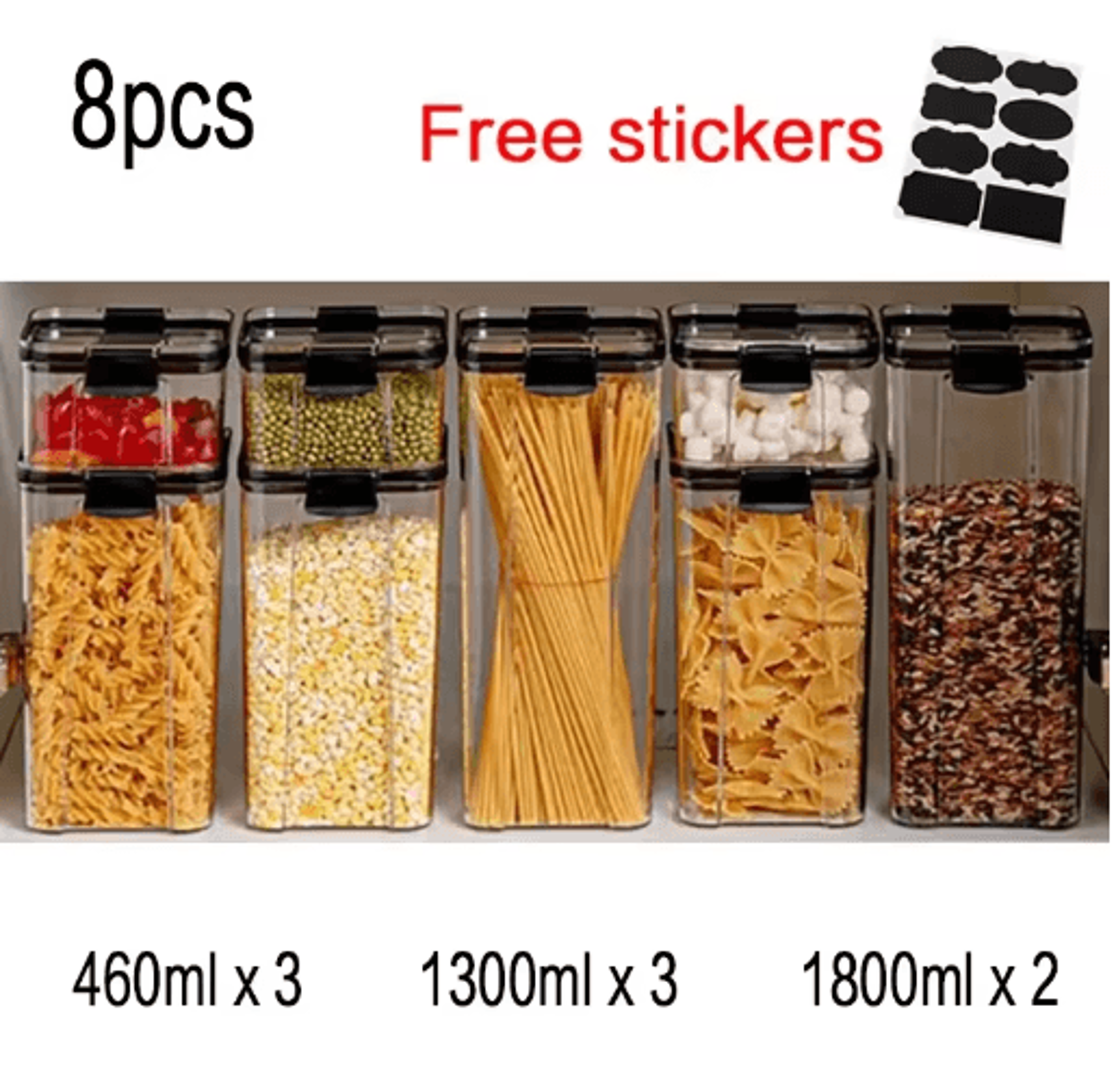 food storage container set with lids airtight plastic pantry organizers for cereals & dry foods