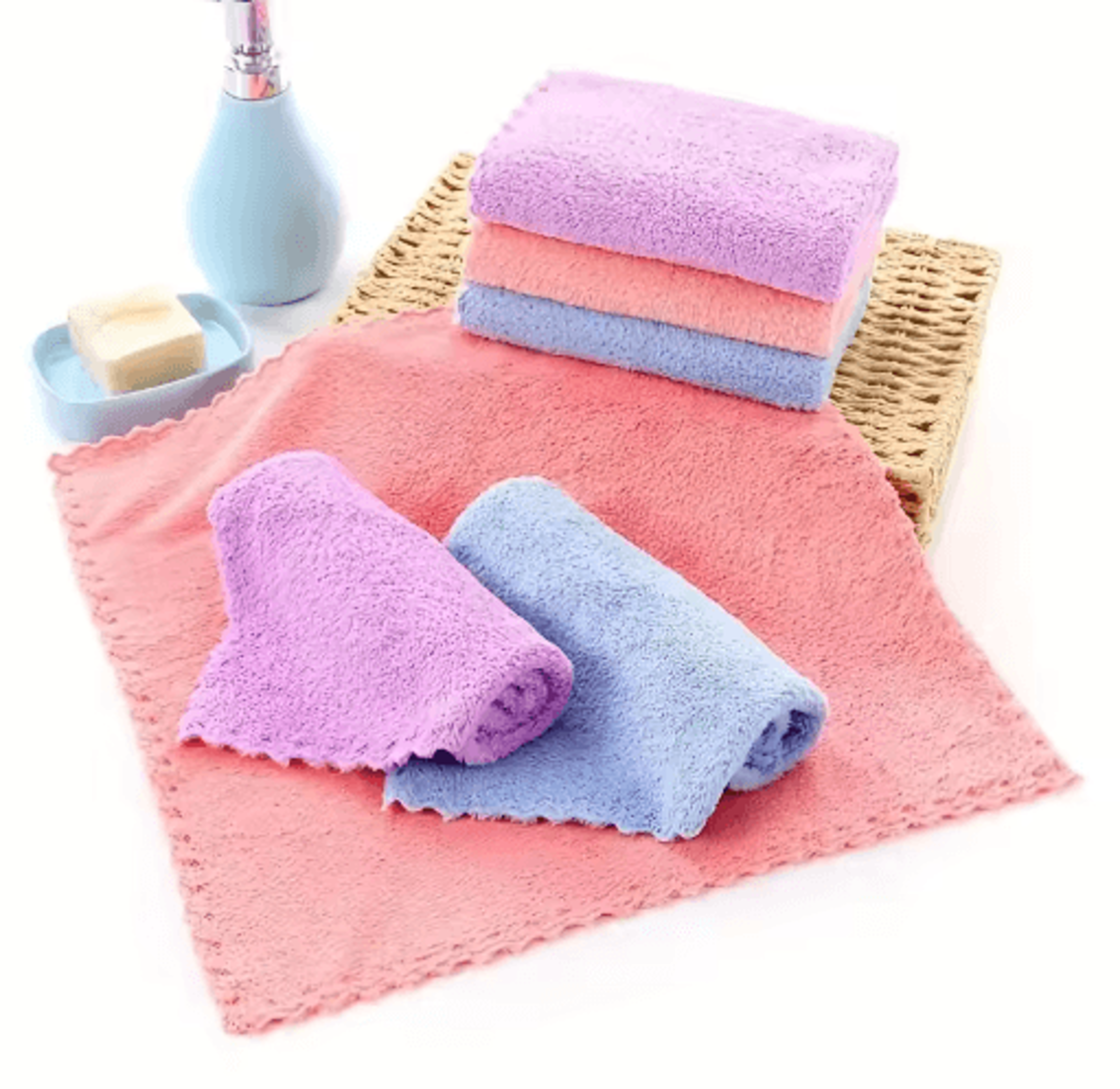 Coral Fleece Hand Towels Soft Super Absorbent Face  Dish Towels 150PCS 7