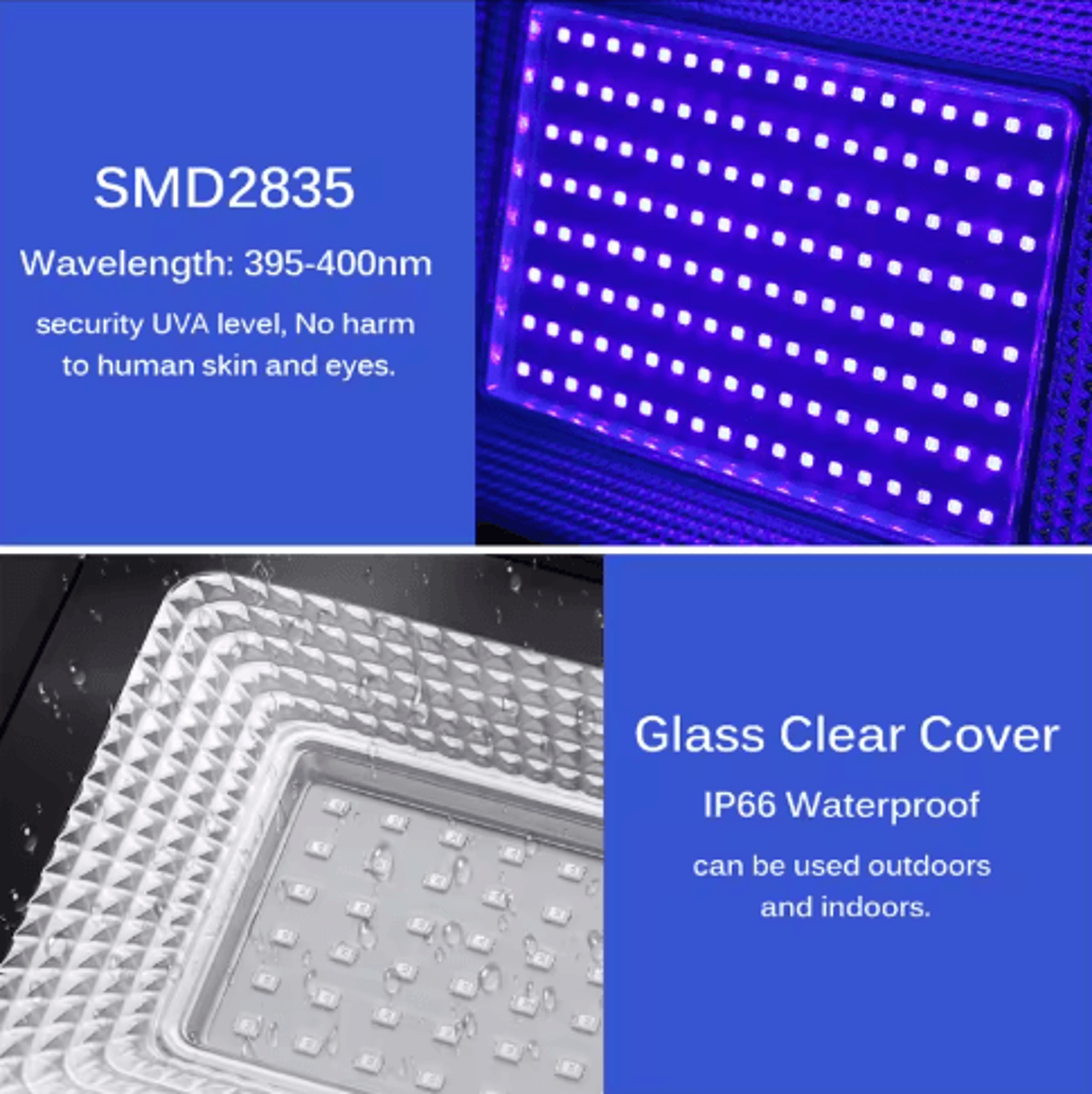 50W100W LED UV Floodlight 395400nm IP66 Waterproof Black Light For Parties  Outdoor Events 12
