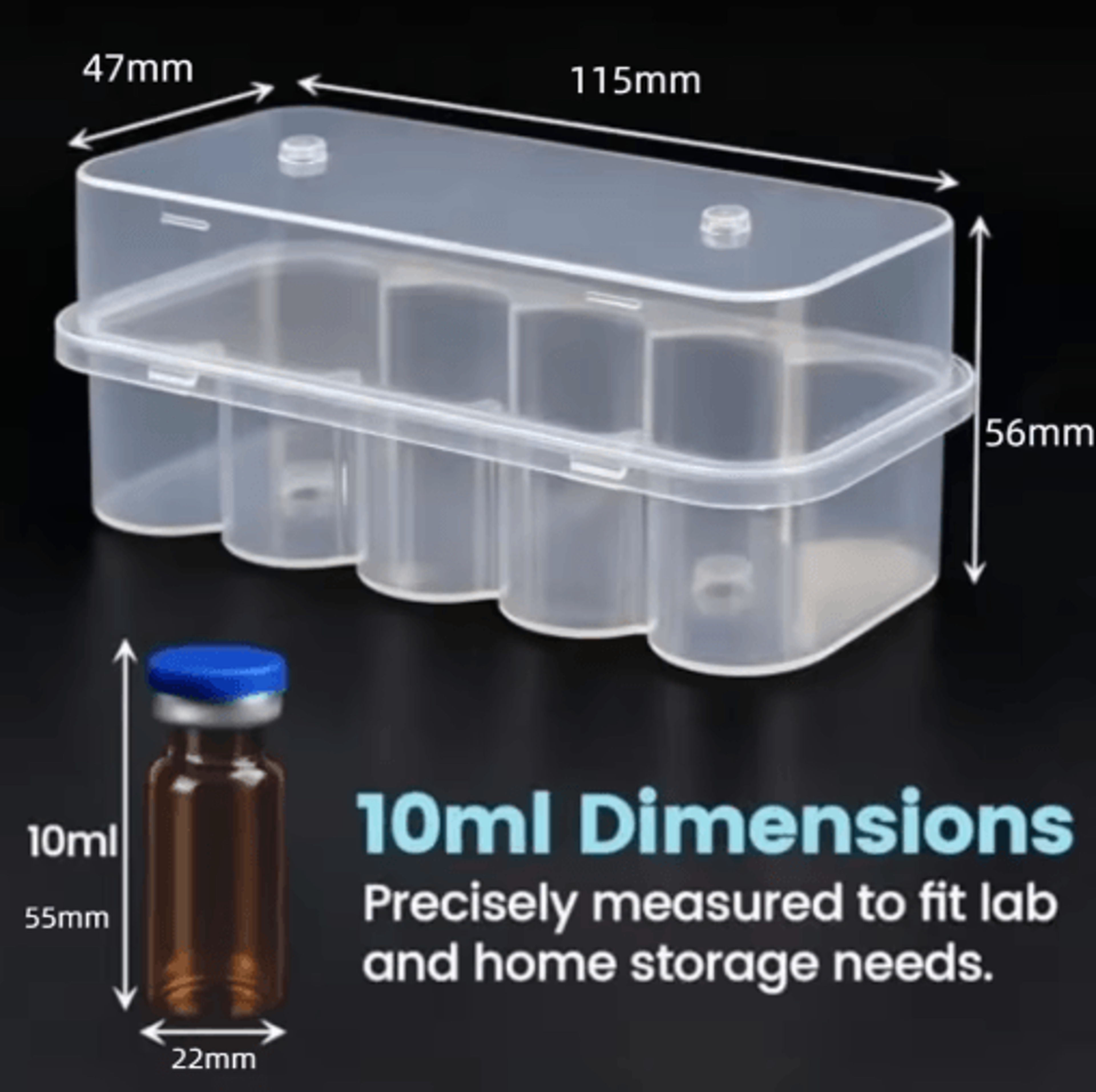Stackable Vial Storage Box  10Slot Plastic Microtube Case For 3mL  10mL Tubes 4