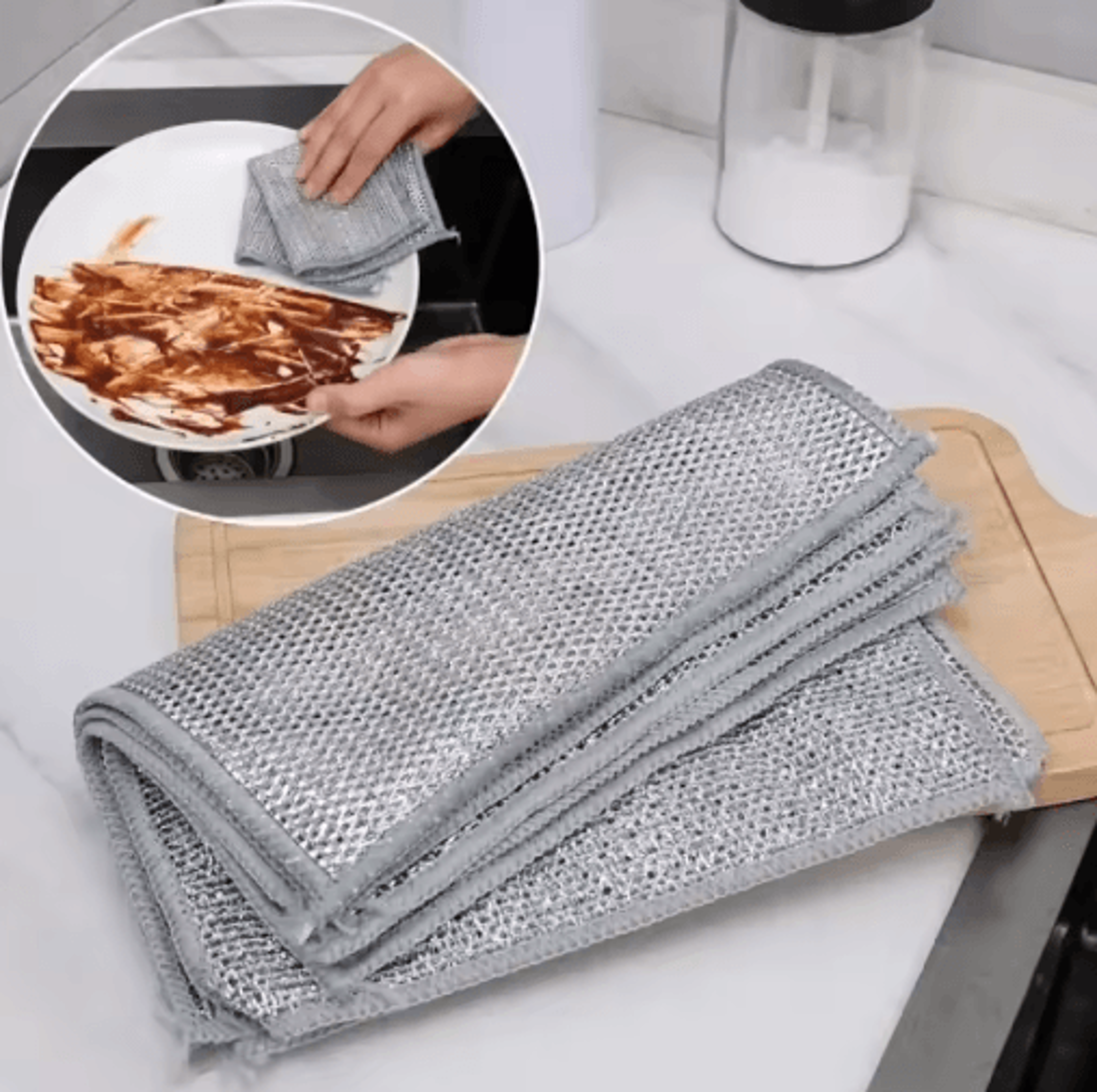 Magic DoubleSided Wire Dishwashing Cloth  Reusable Thickened Cleaning Rag For Kitchen  Household 7