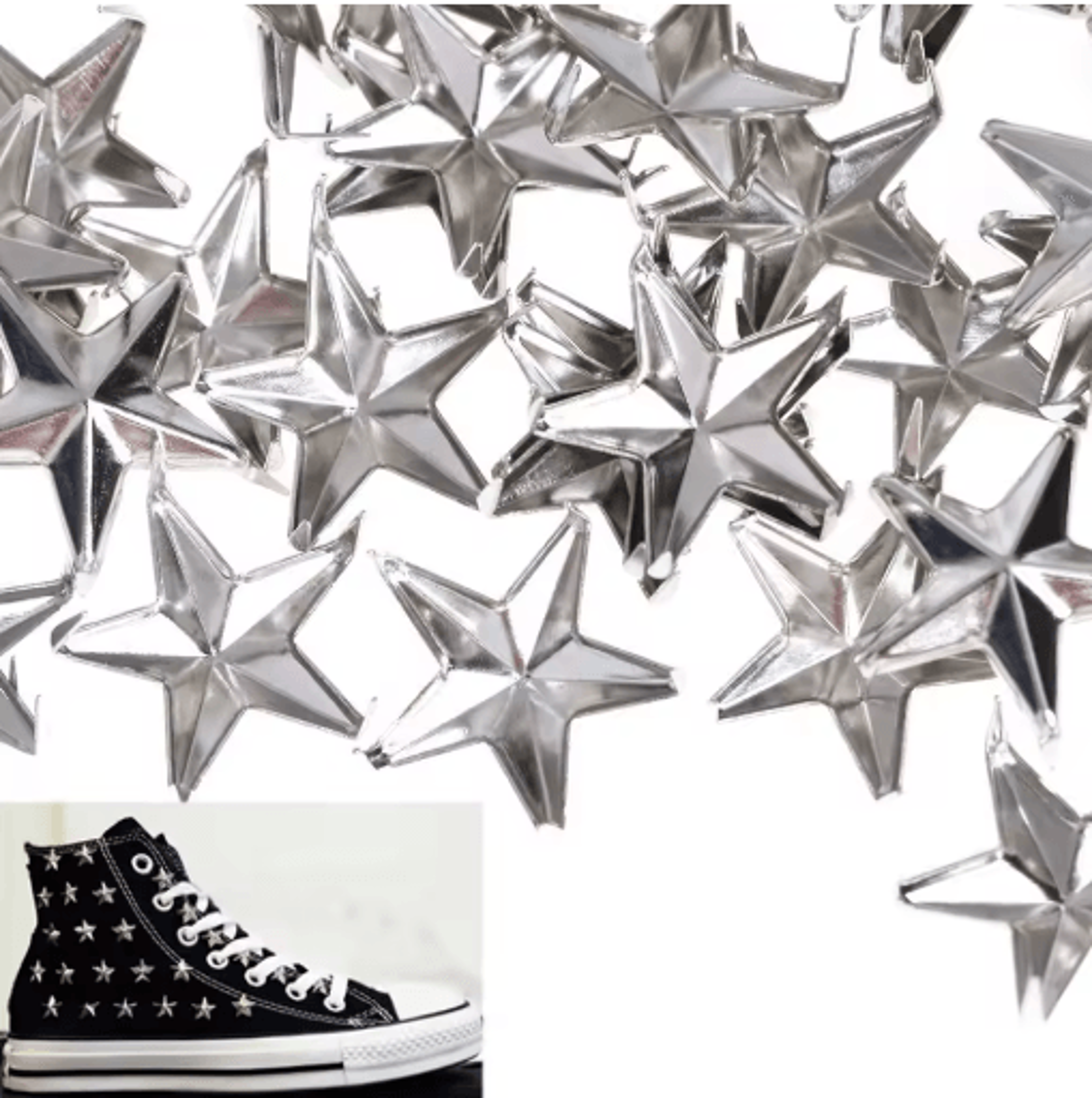 100PCS 15mm Silver Star Rivets  Metal Leather Studs For DIY Crafts Bags  Punk Clothing 4