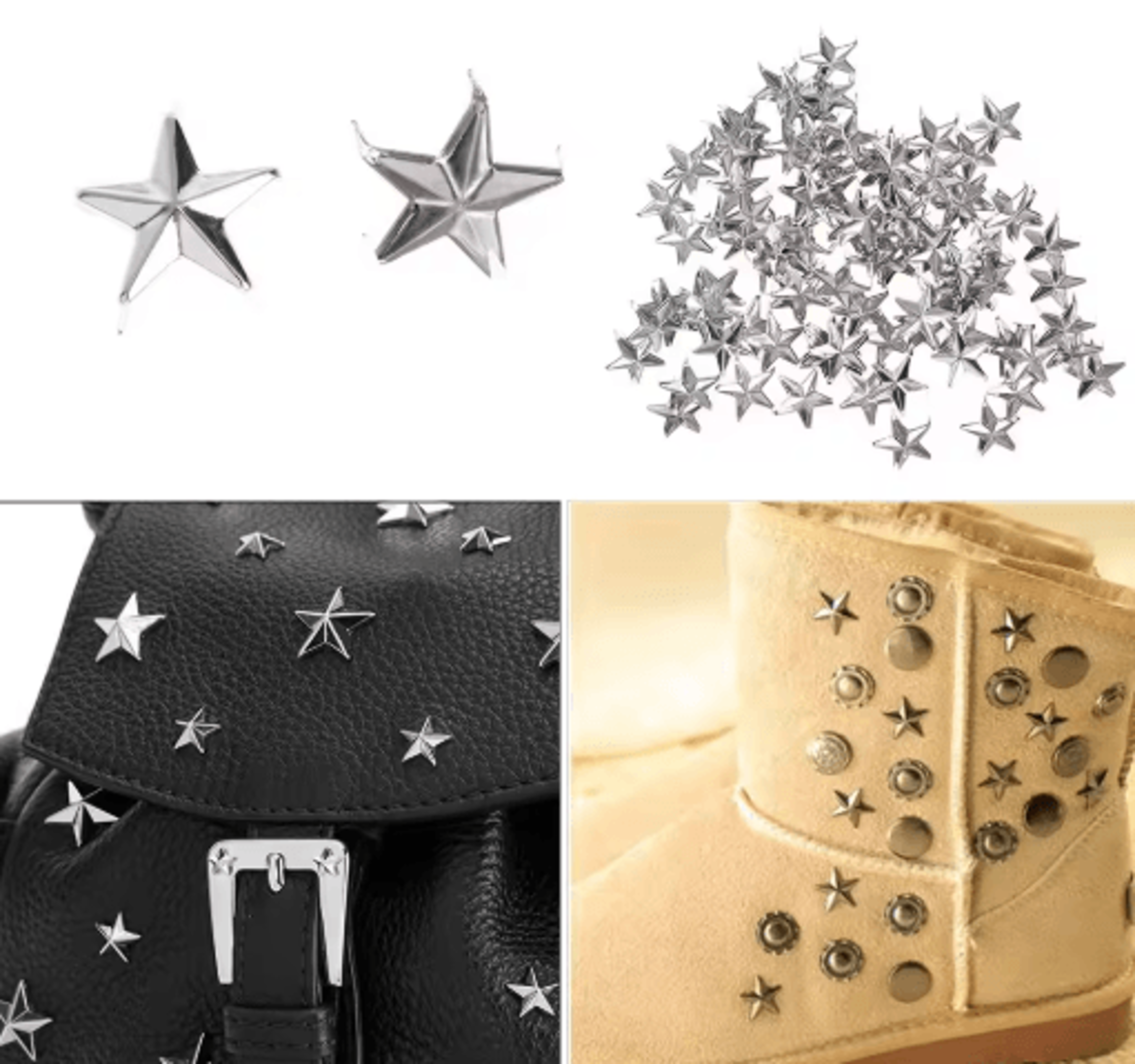100PCS 15mm Silver Star Rivets  Metal Leather Studs For DIY Crafts Bags  Punk Clothing 5