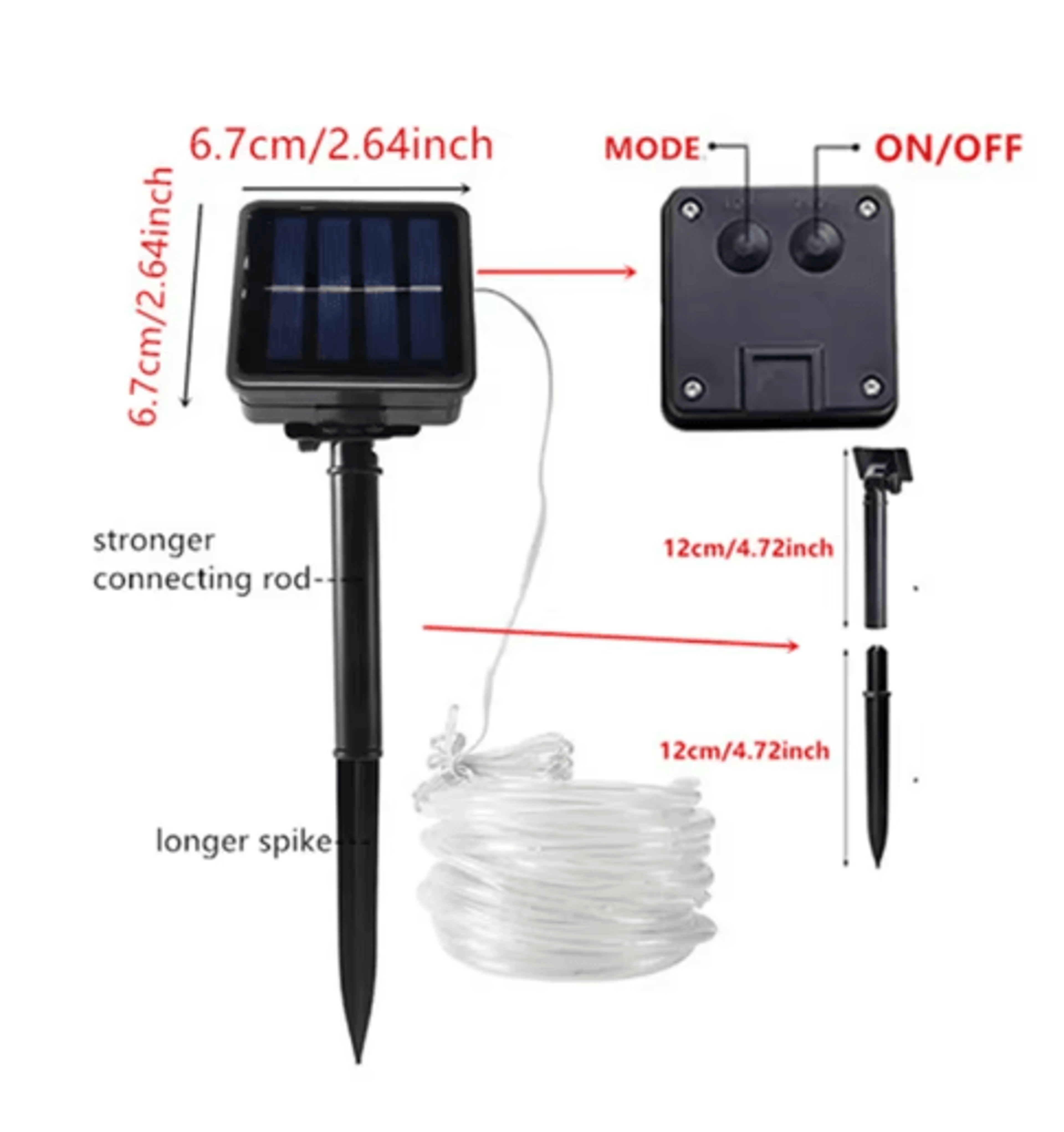 Solar LED Rope Lights  Waterproof Outdoor String Lights With 8 Lighting Modes 5