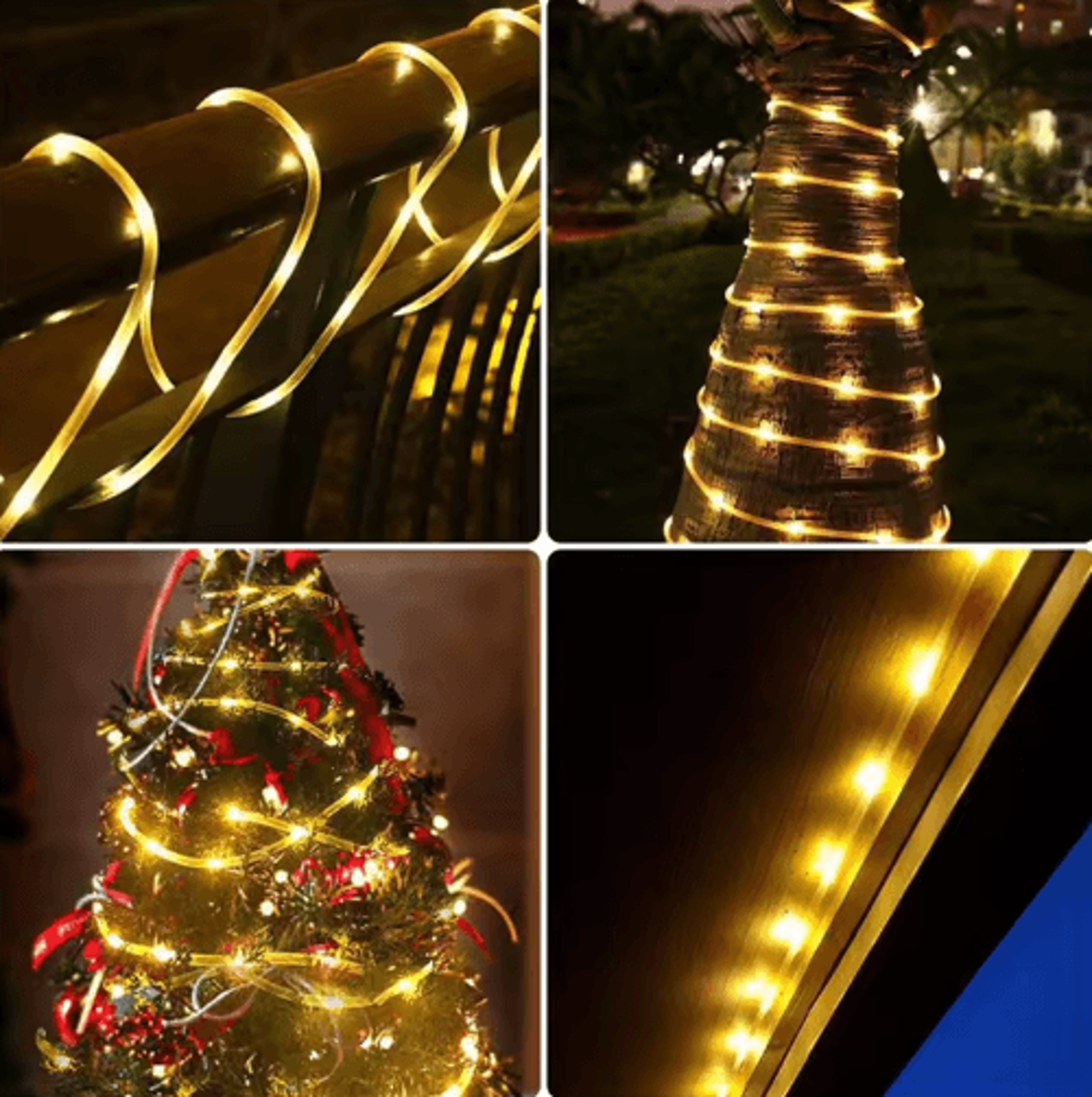 Solar LED Rope Lights  Waterproof Outdoor String Lights With 8 Lighting Modes 8