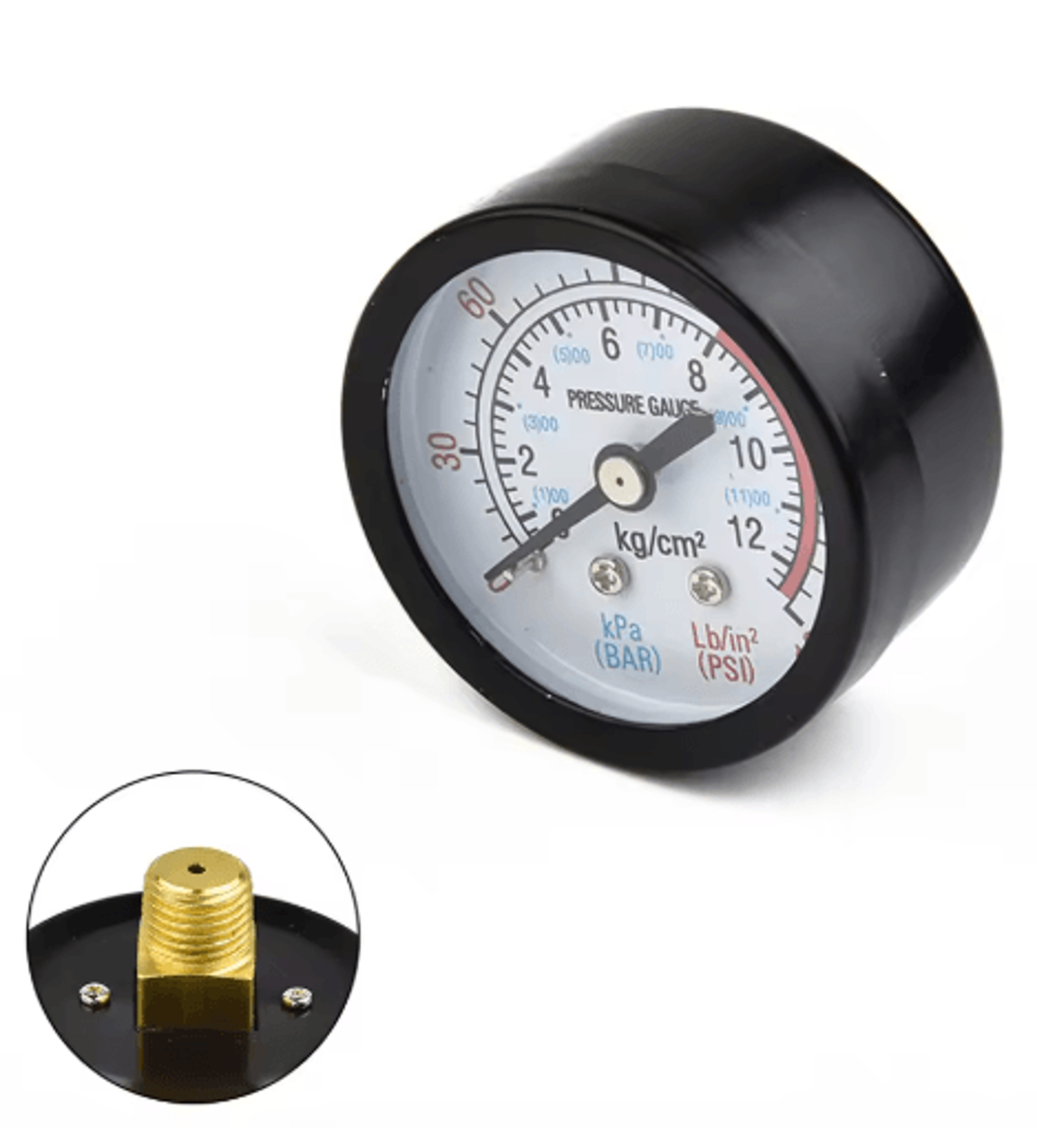 Air Compressor Pressure Gauge 0180 PSI 012 Bar  14 BSP Thread Pressure Meter For Pneumatic  Hydraul 5