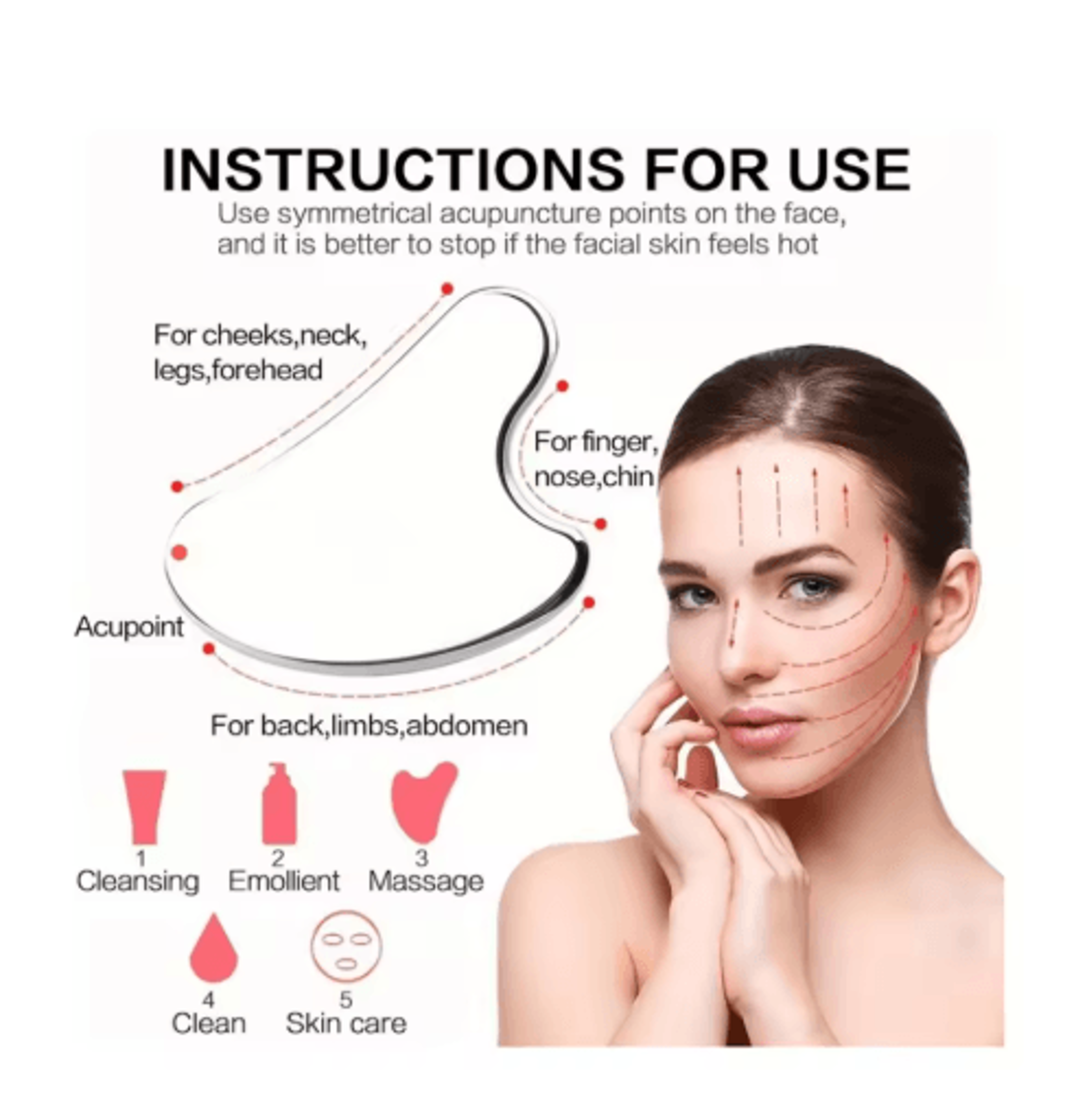 Stainless Steel Ice Face Roller  Gua Sha Set  Facial Massage Tools For Skincare 9