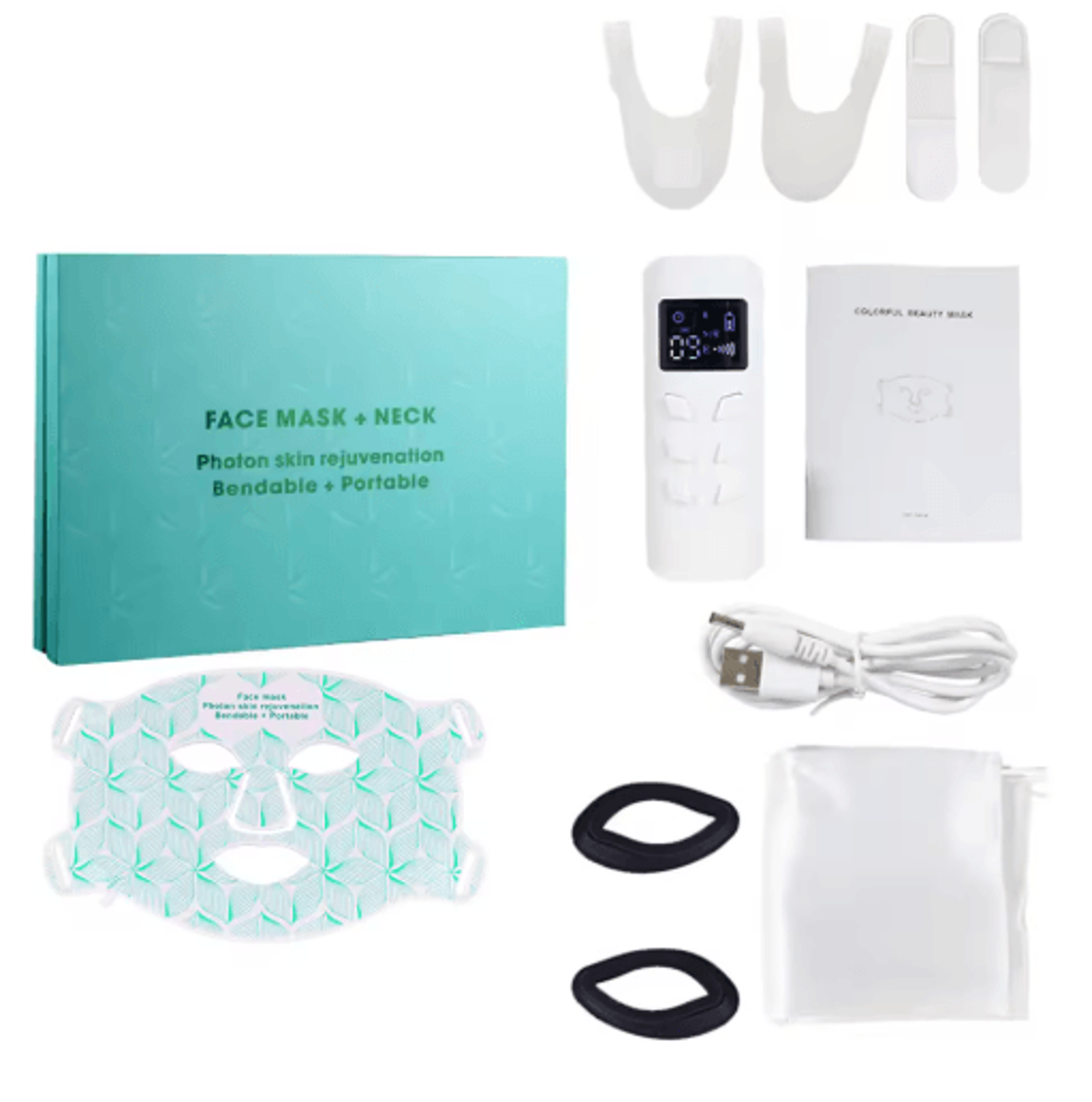 Silicone LED Facial Mask With Neck  8Color Light Therapy Mask For Home Skincare 1