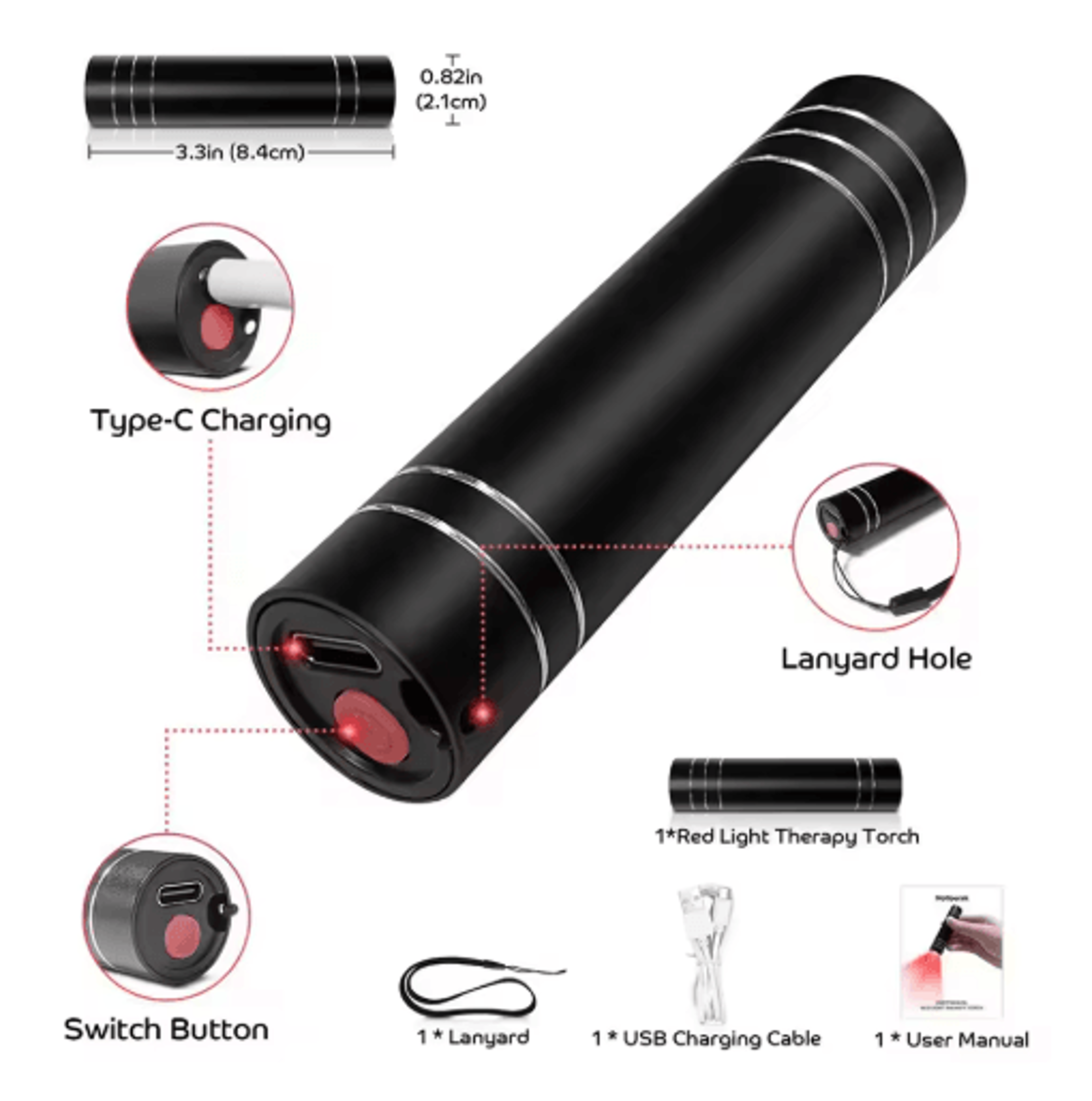Professional Red  Blue LED Light Therapy Flashlight  Portable Handheld Light Device 6