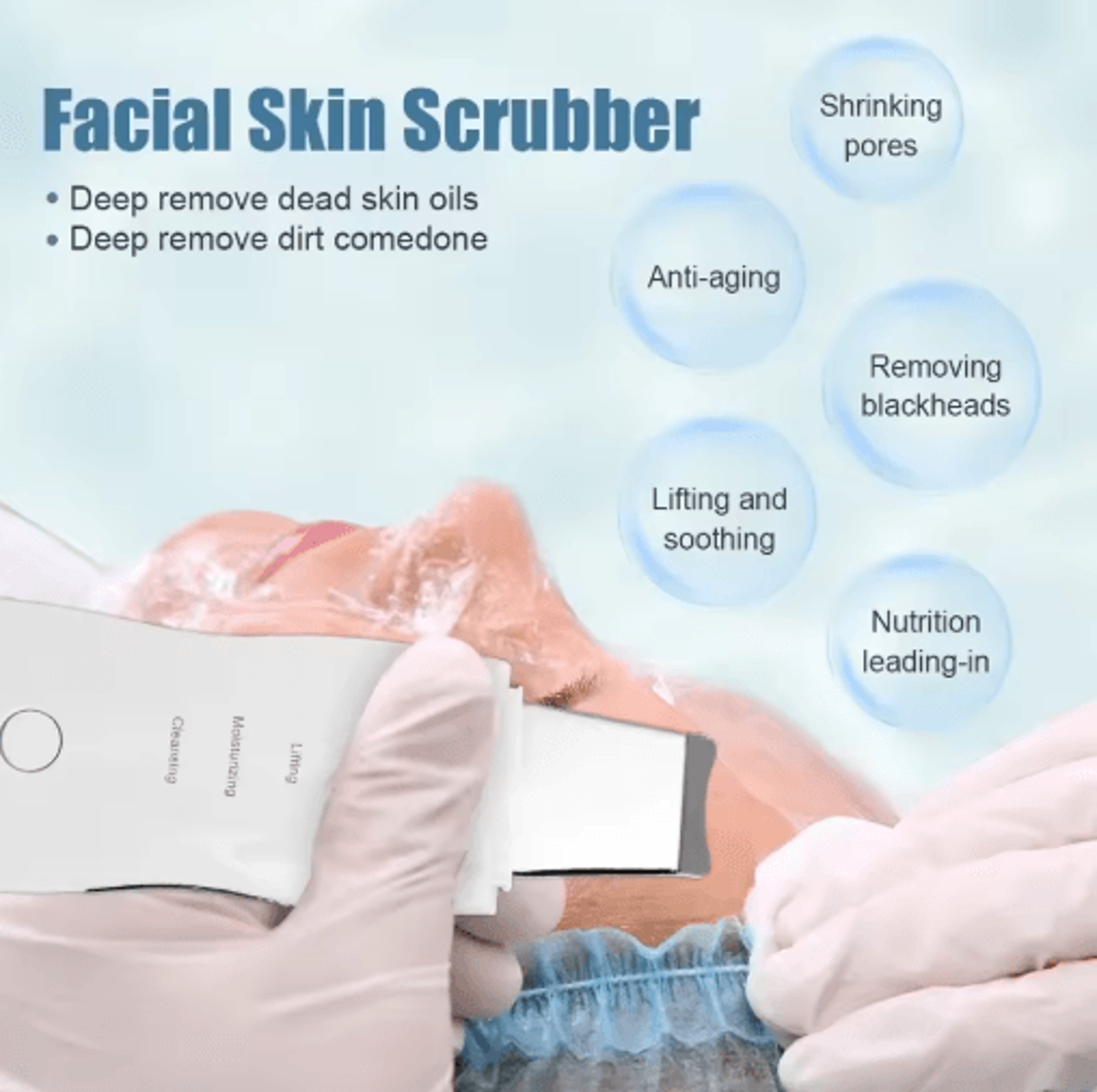Deep Vibration Facial Skin Scrubber  Face Cleansing Spatula  Blackhead Removal Tool 5