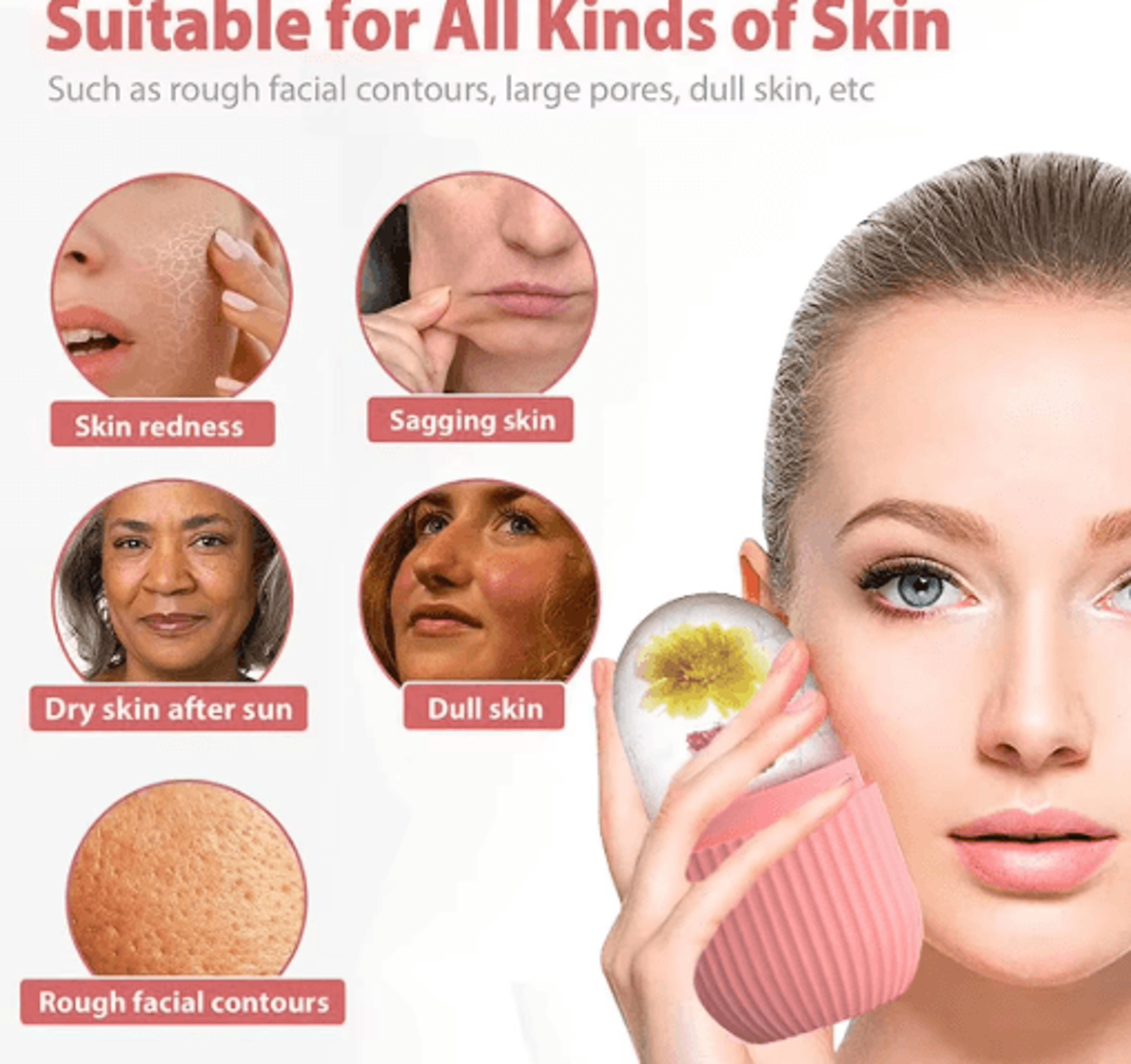 Silicone Ice Face Roller  Cooling Facial Massager  Ice Cube Beauty Tool 11