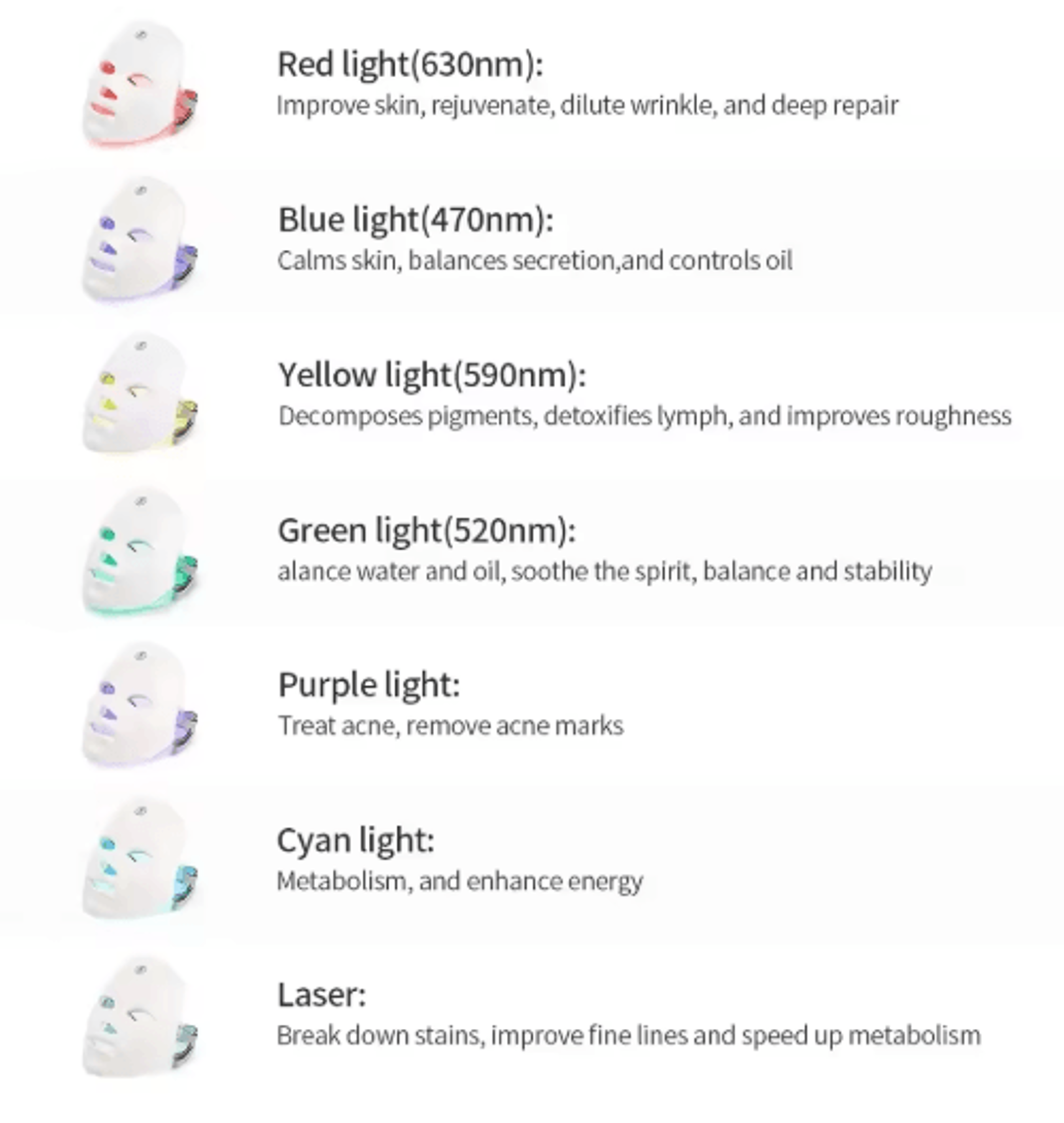 Foreverlily 7Color LED Face  Neck Beauty Mask  Light Therapy Skincare Device 9