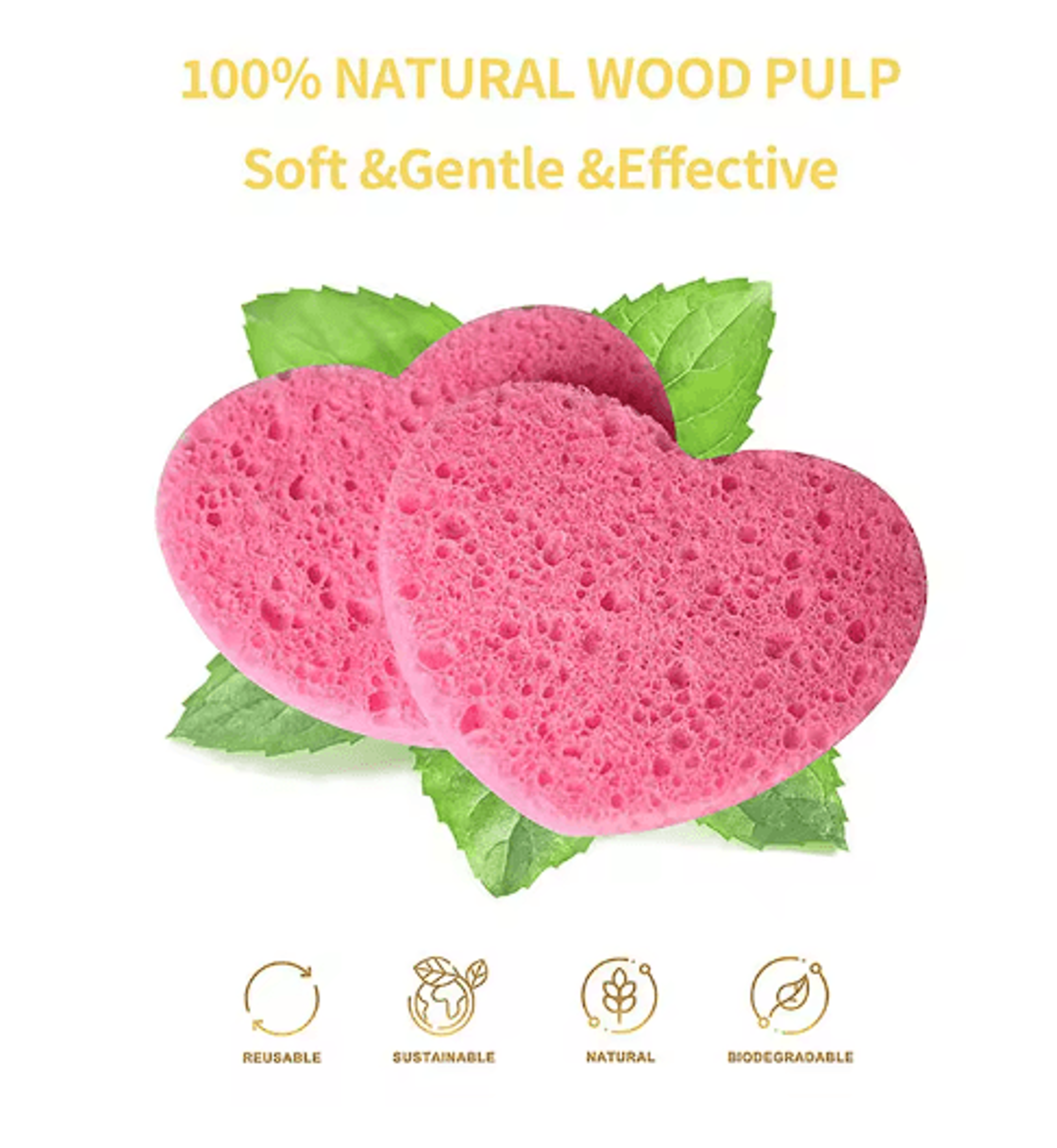Heart Cellulose Facial Cleansing Sponge Set  Natural Wood Pulp Makeup Remover  Face Wash Sponge 7