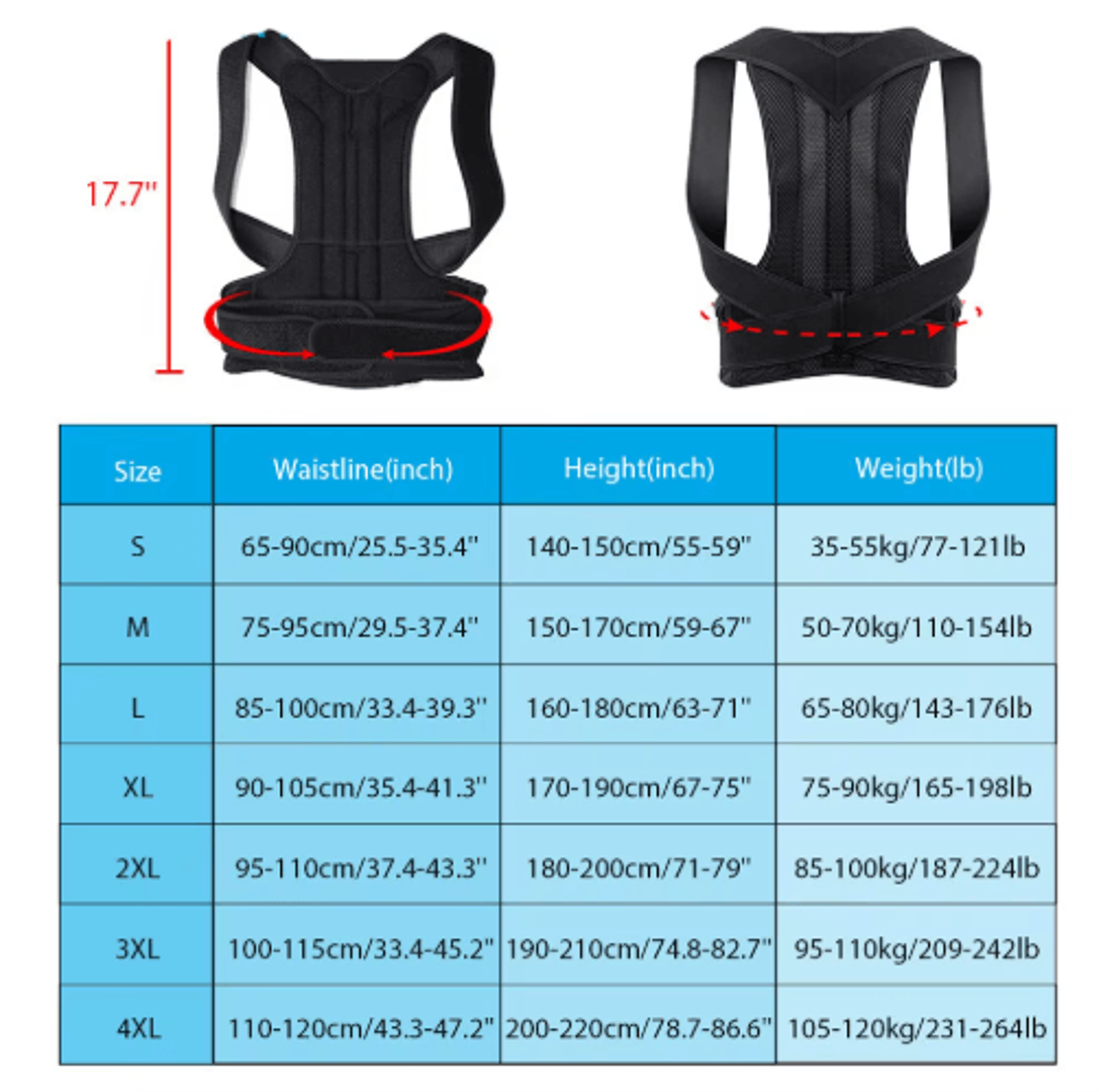 Adjustable Scoliosis Posture Corrector  Back Brace With Lumbar Support 7