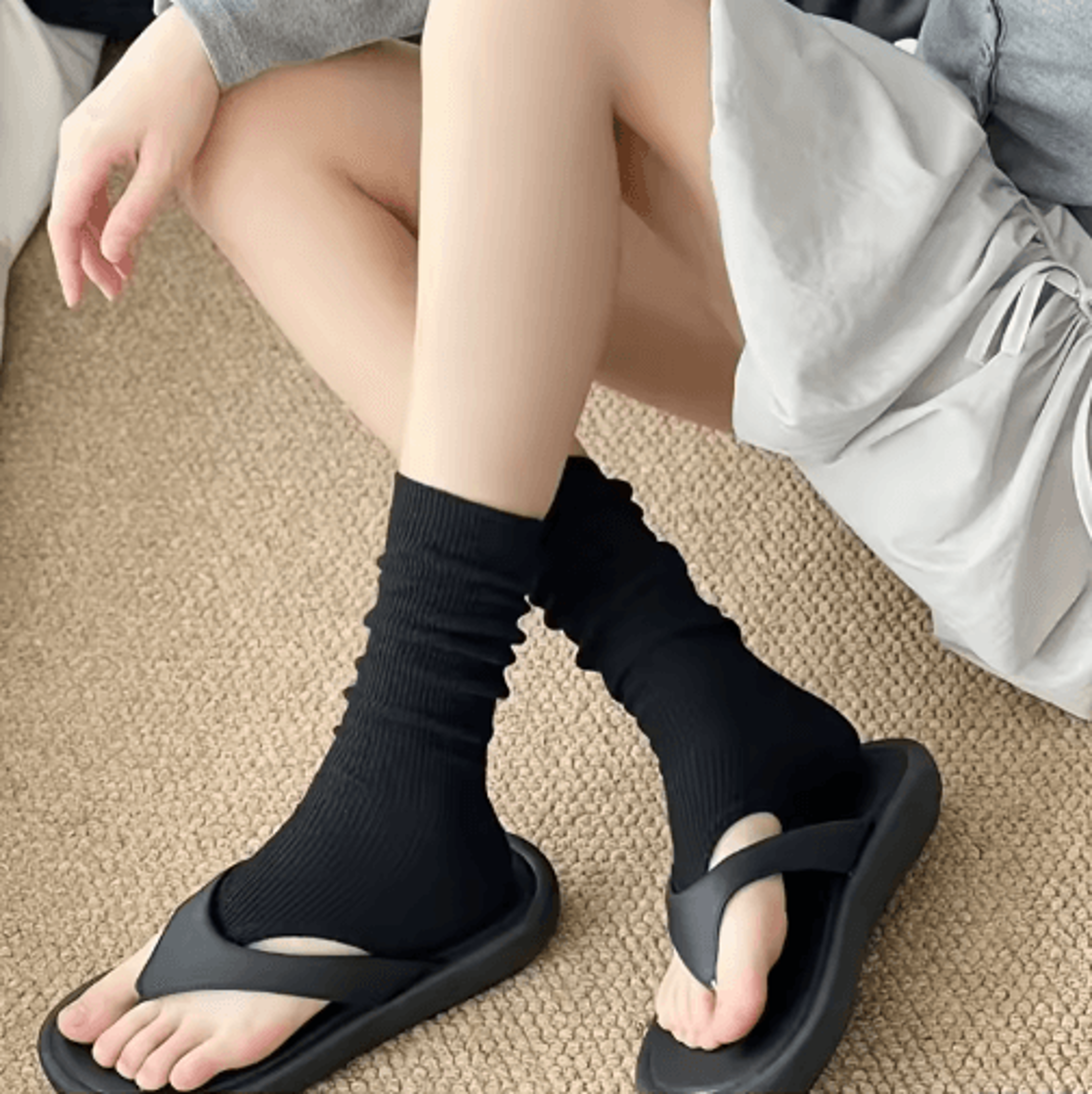 1 Pair Open Toe FlipFlop Socks  Thin Ballet Style Long Leg Socks For Spring  Summer 6