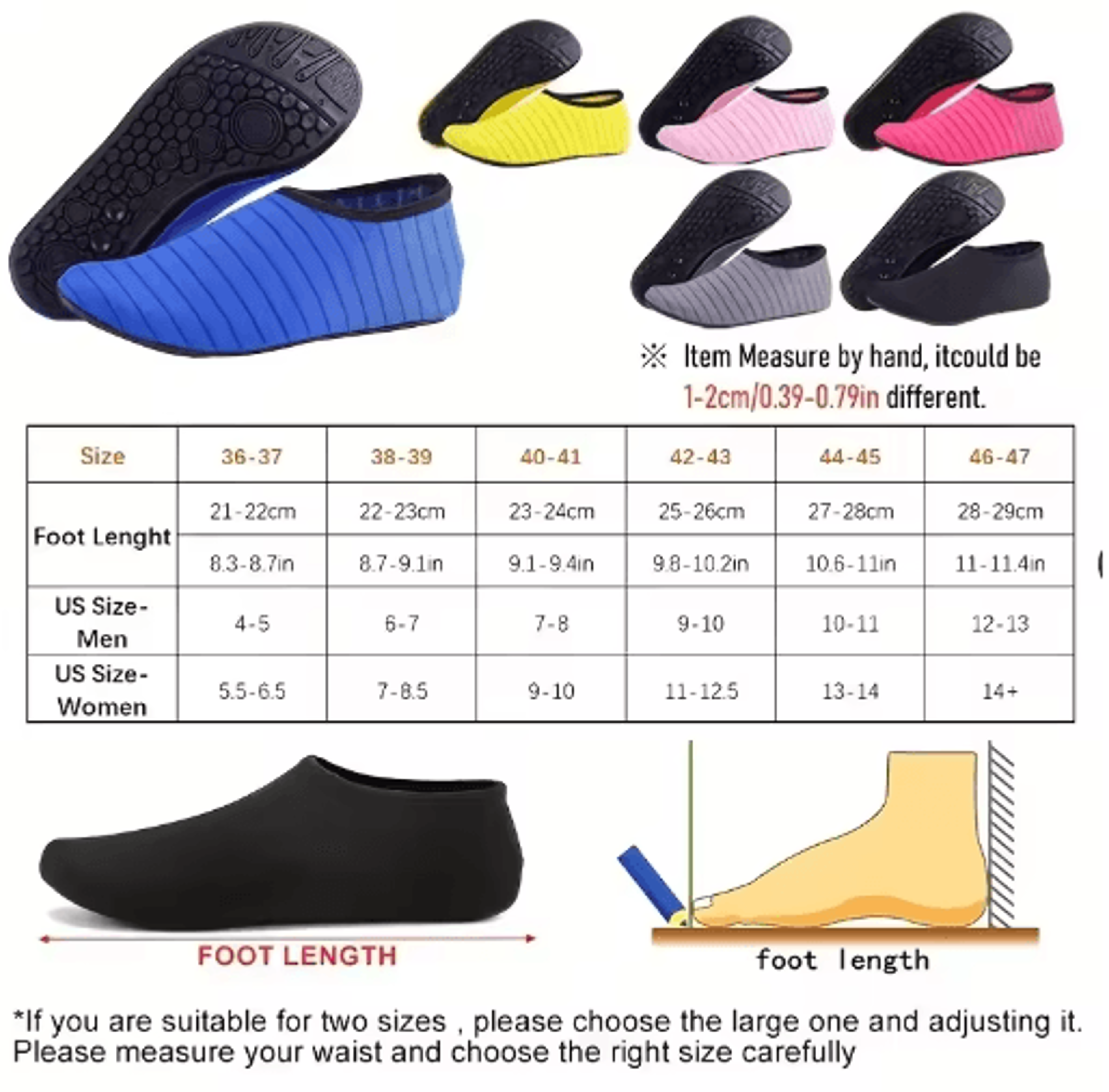 1 Pair Barefoot Water Shoes  QuickDry NonSlip Beach  Swim Shoes For Men And Women 12