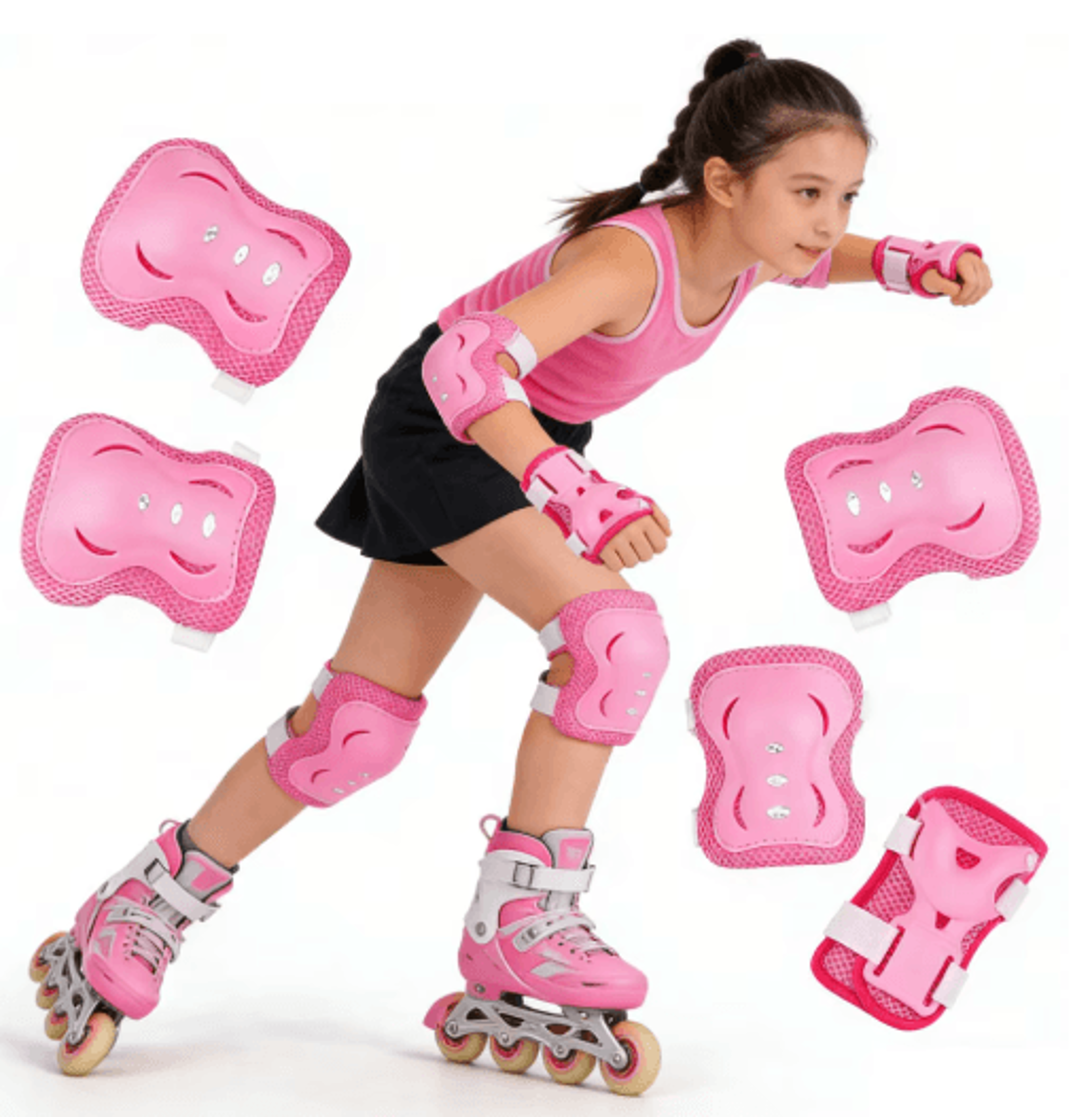 6Piece Kids Protective Gear Set  Knee Pads Elbow Pads  Wrist Guards For Skating Cycling  Scooters 6