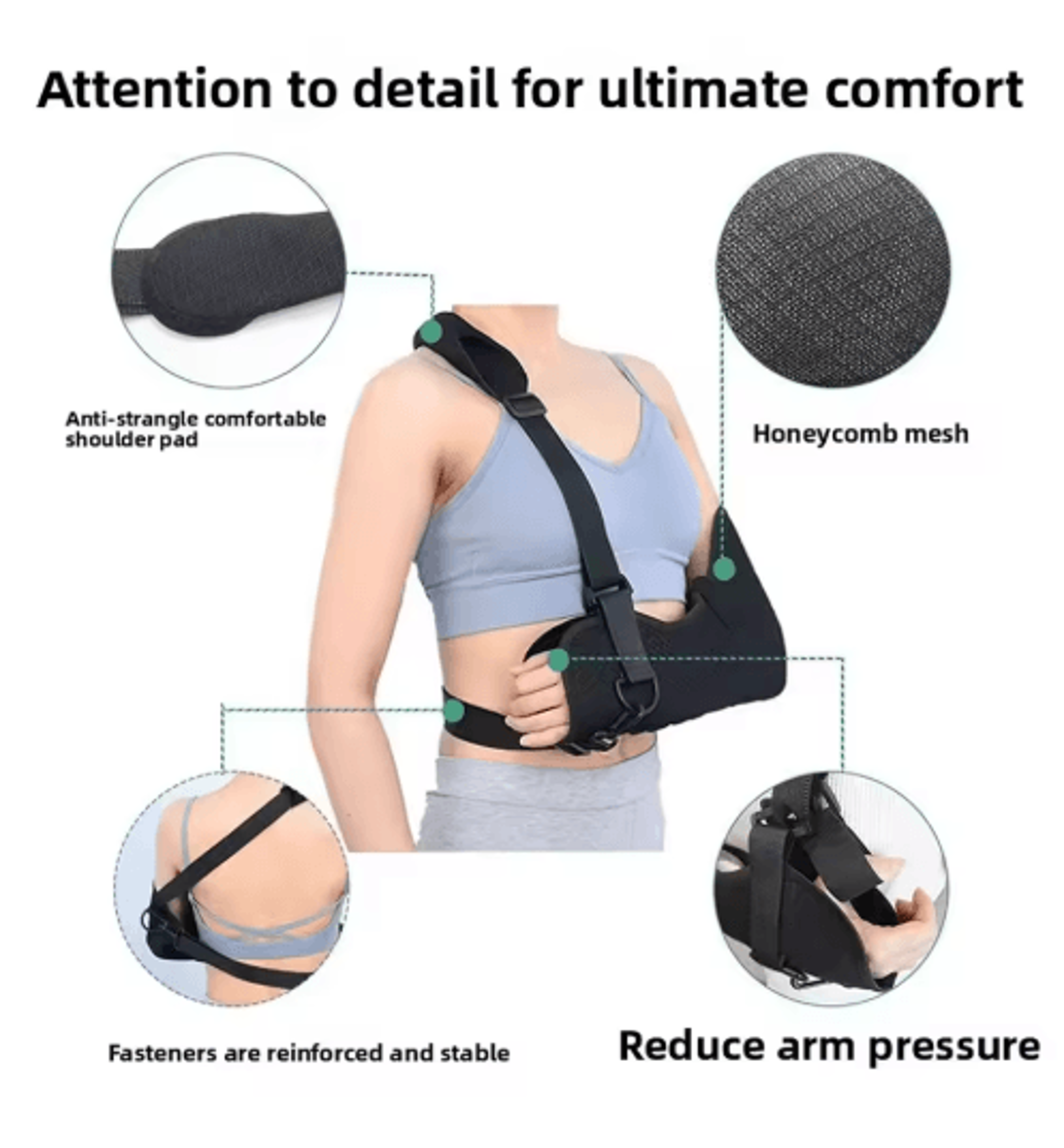 Adjustable Shoulder Sling  Breathable Mesh Arm Sling Brace For Everyday Support 5