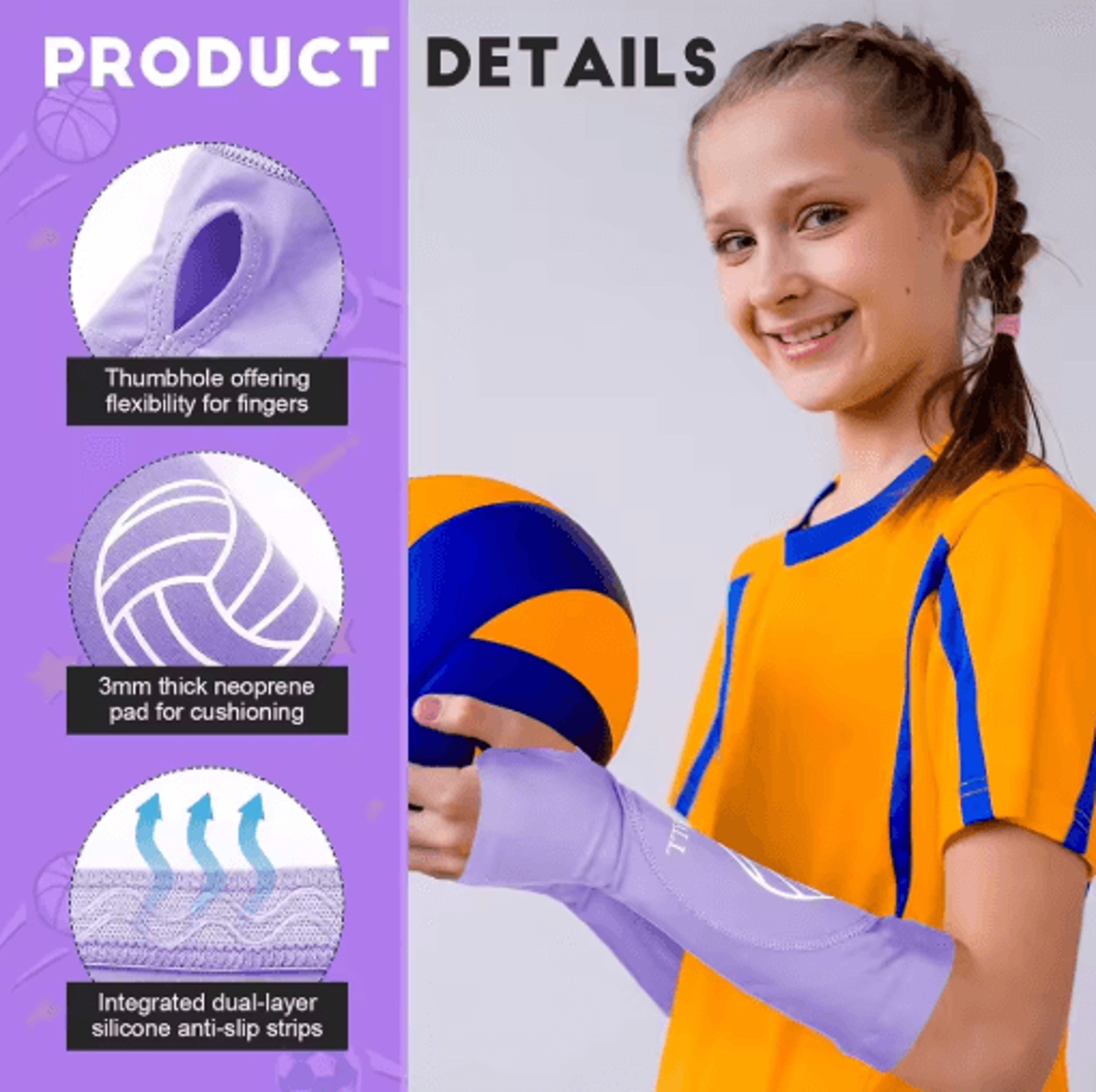 2Piece Volleyball Arm Sleeves  Padded Forearm Sleeves For Boys Girls Teens  Youth 10
