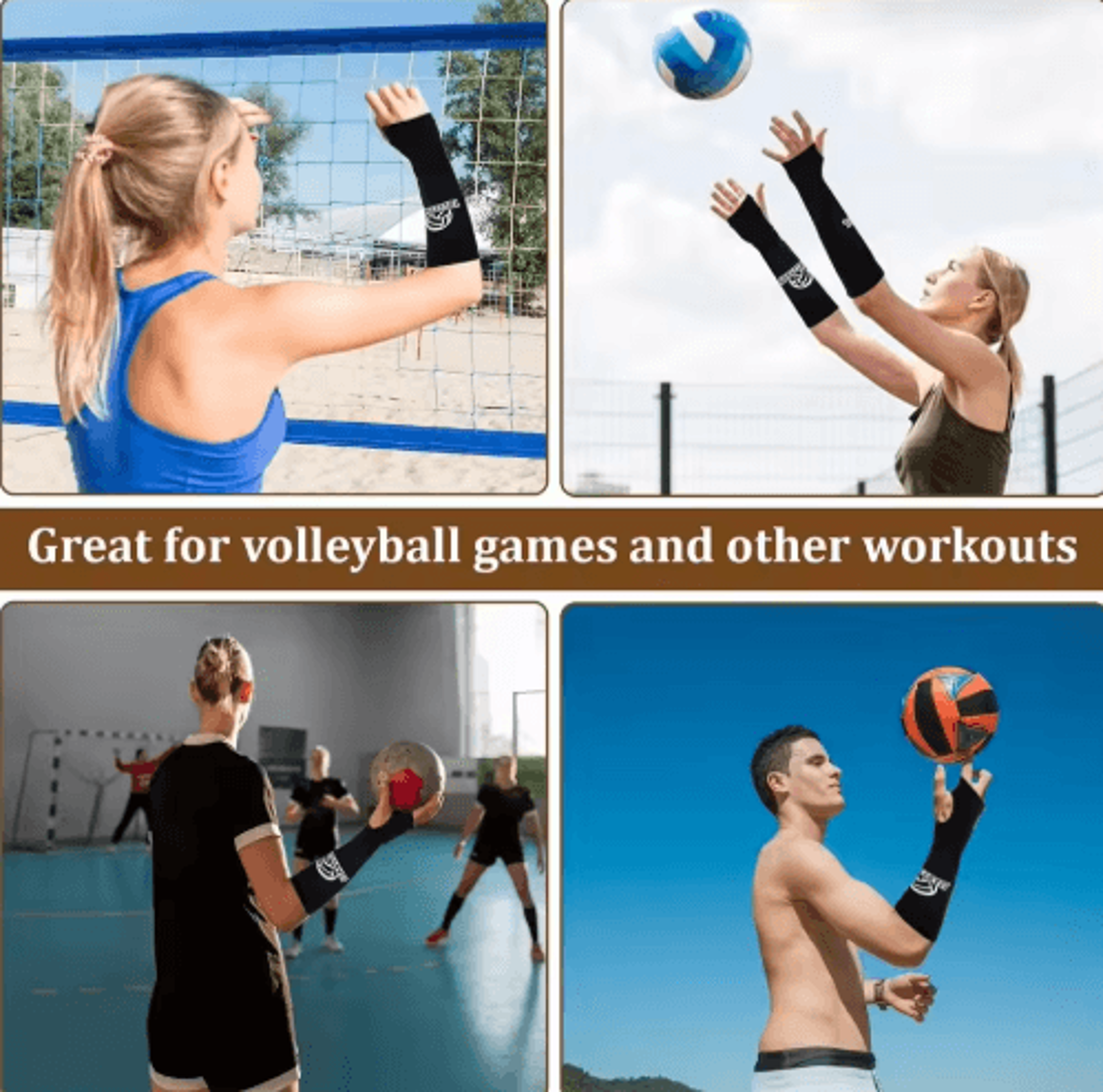 1 Pair Volleyball Arm Sleeves  Padded Forearm Sleeves With Thumbholes For Youth  Girls 9