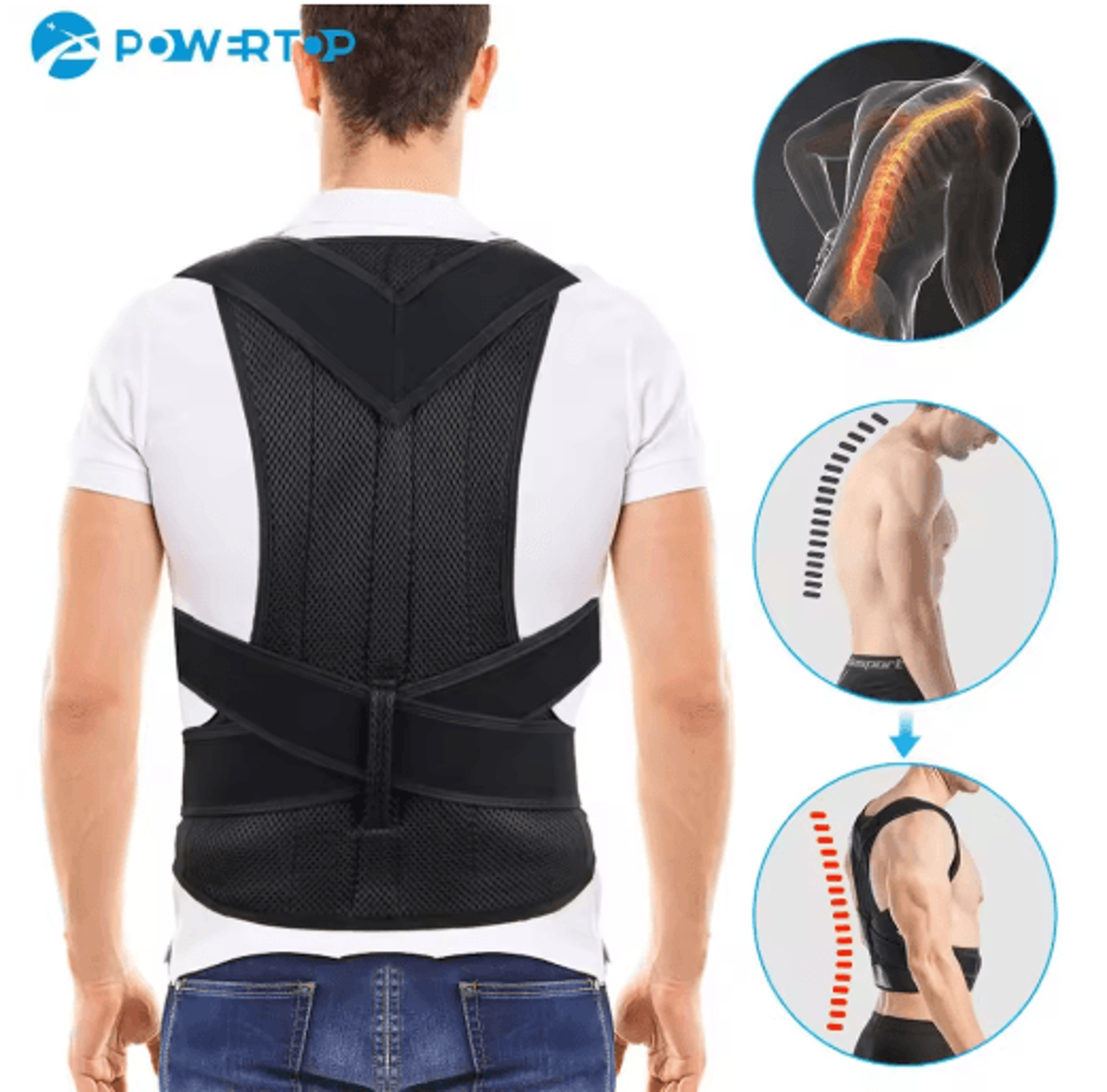 Posture Corrector Vest Back Support Brace Lumbar Support Belt Shoulder Posture Corrector Adjustable 5