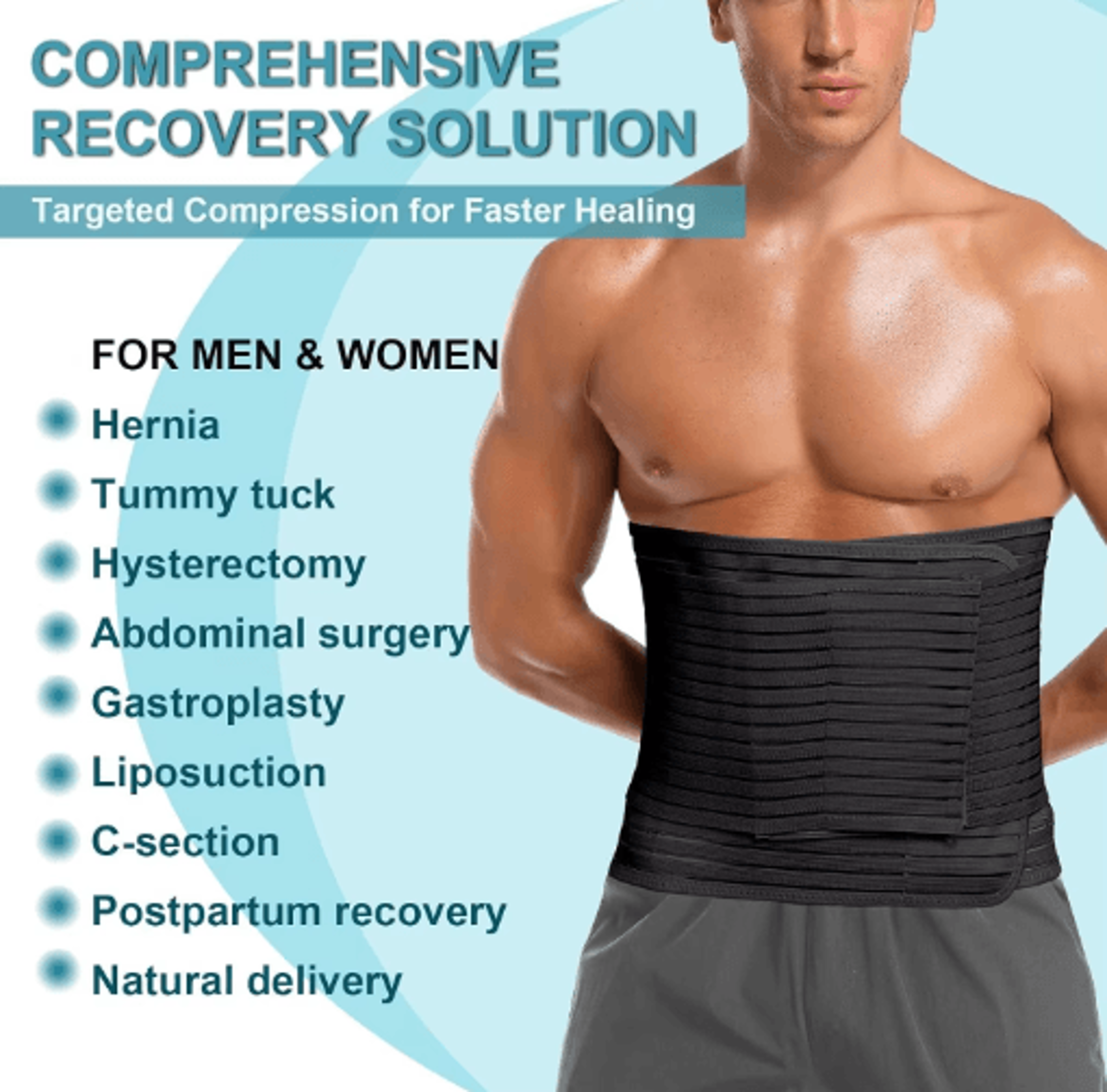 Adjustable Abdominal Binder Compression Wrap  Breathable Belly Support Belt For Men  Women 3