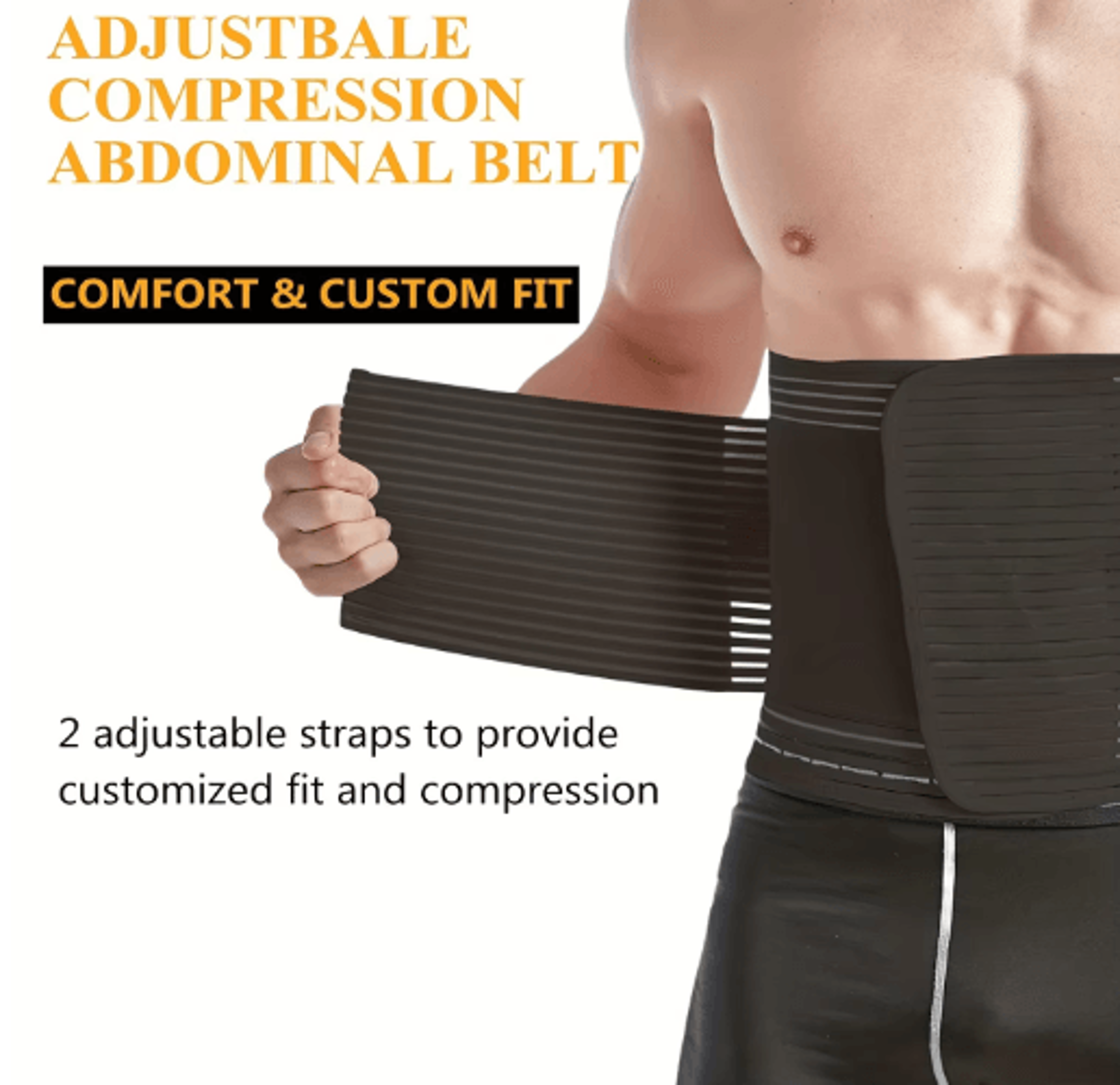 Adjustable Abdominal Binder Compression Wrap  Breathable Belly Support Belt For Men  Women 5