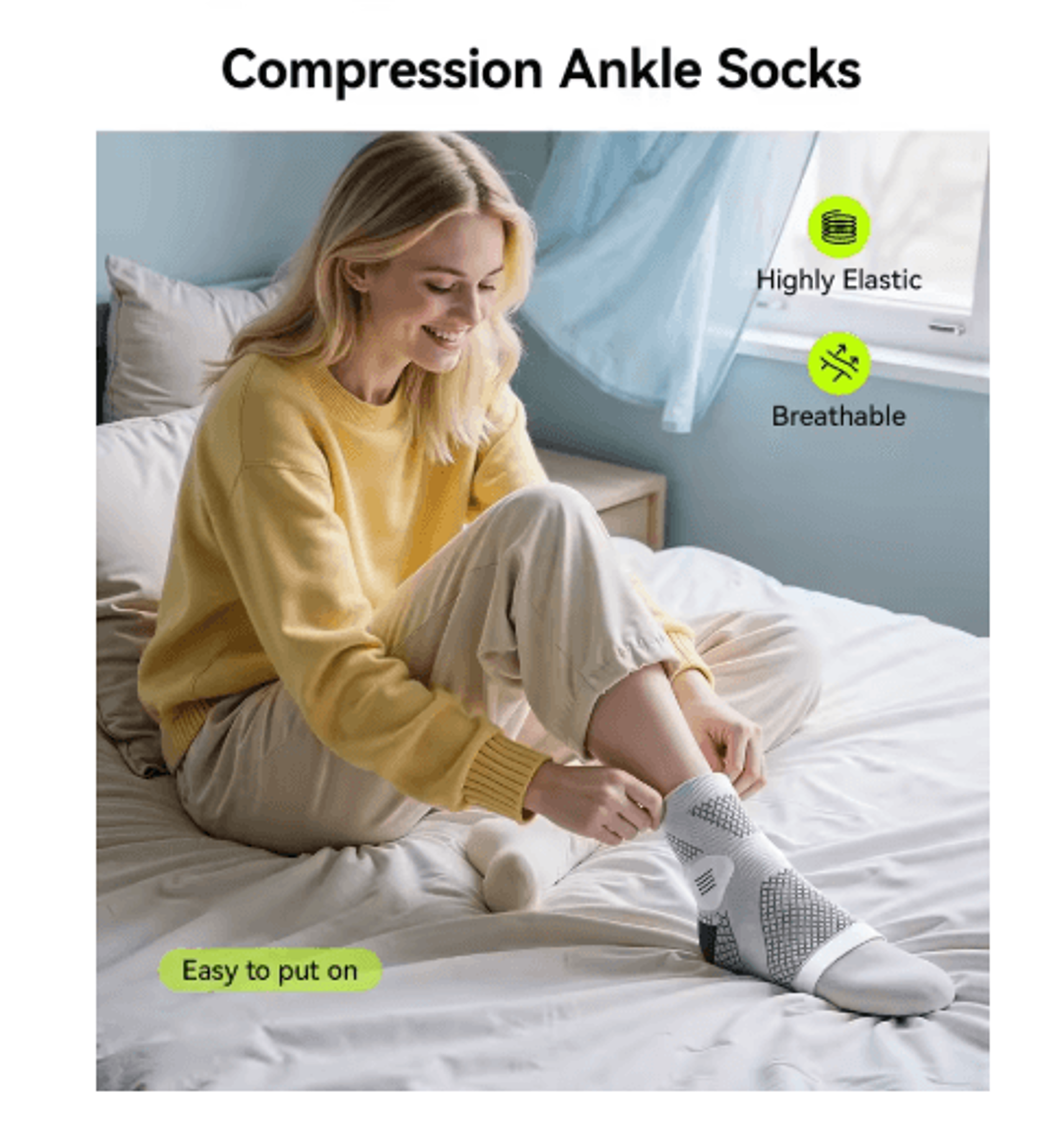 1 Pair Breathable Compression Foot Sleeves  Lightweight Arch Support Socks For Men  Women 7