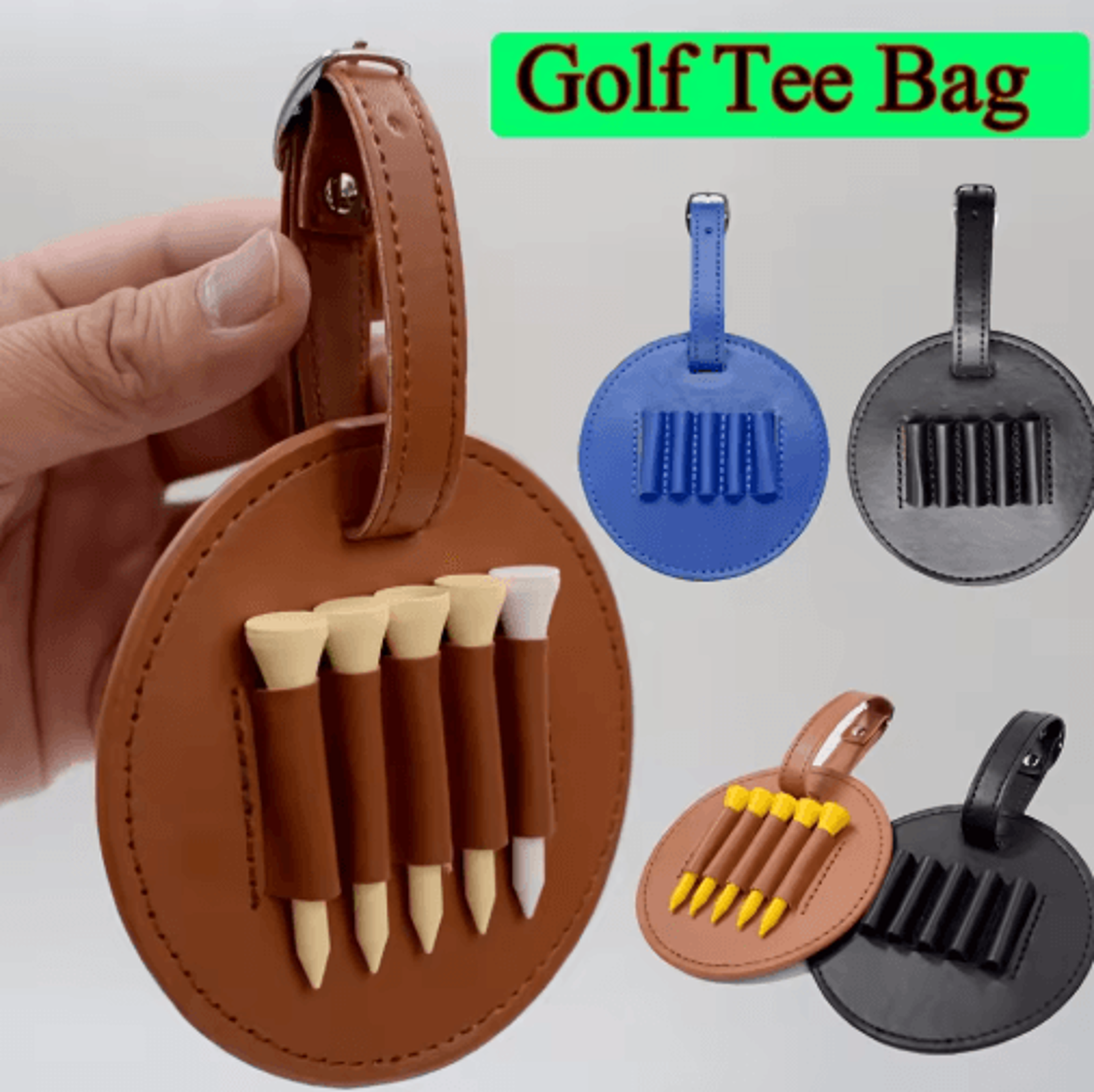 Portable Leather Golf Ball Holder  Round Storage Pouch With Belt Loop  MultiBall Capacity 4