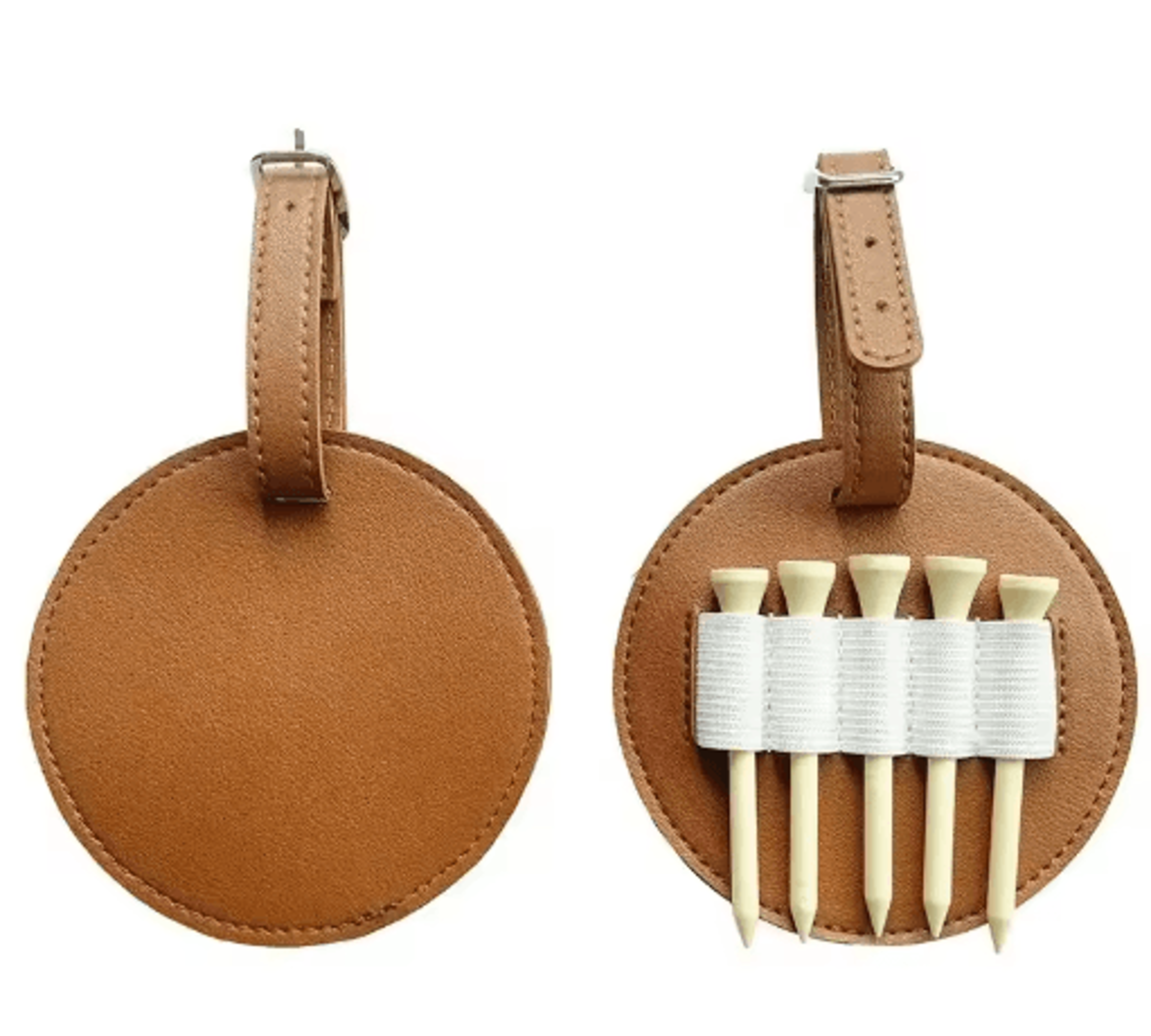Portable Leather Golf Ball Holder  Round Storage Pouch With Belt Loop  MultiBall Capacity 5