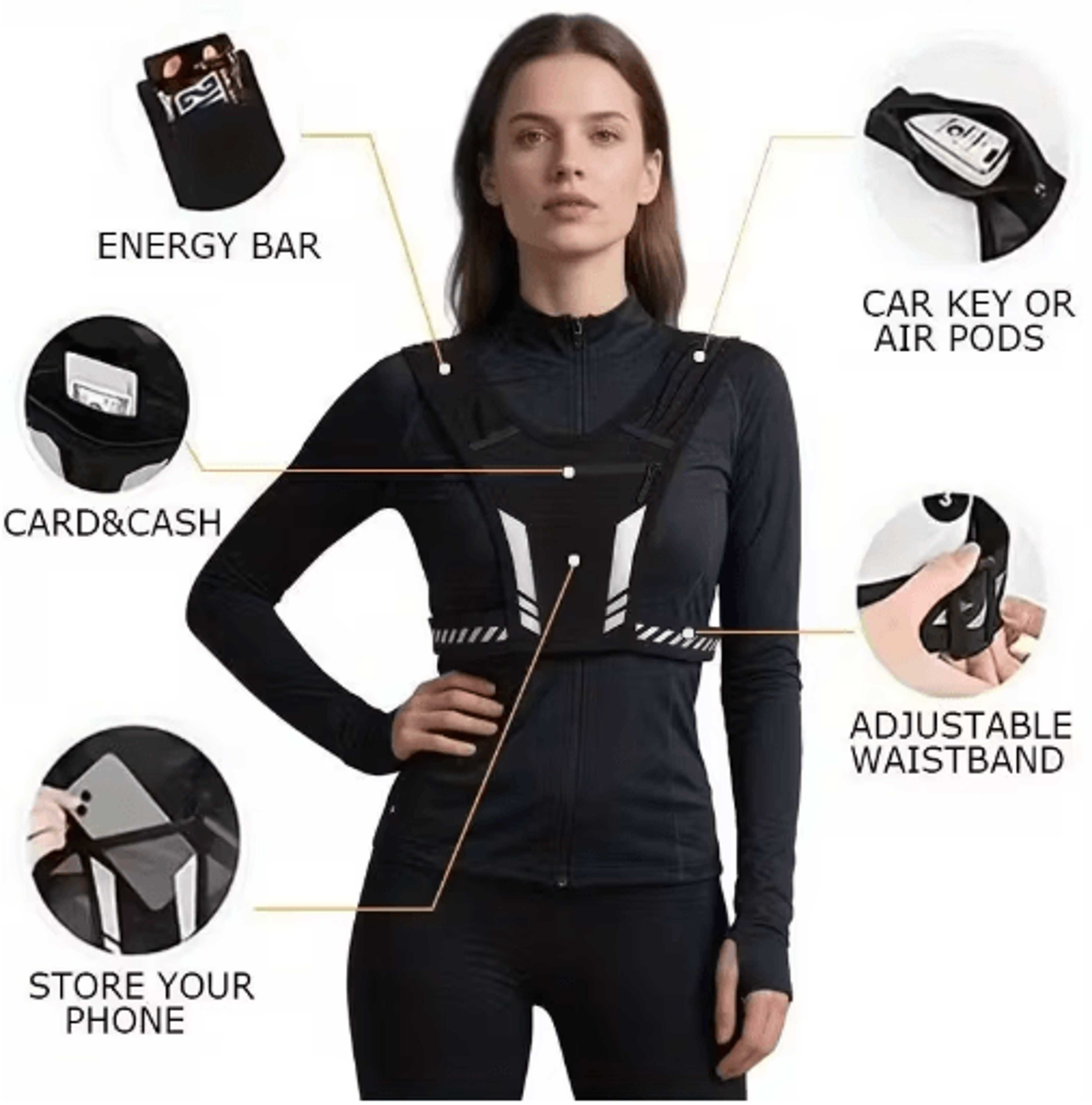 Adjustable Weighted Training Vest  Breathable Fitness Vest With Reflective Strips 3