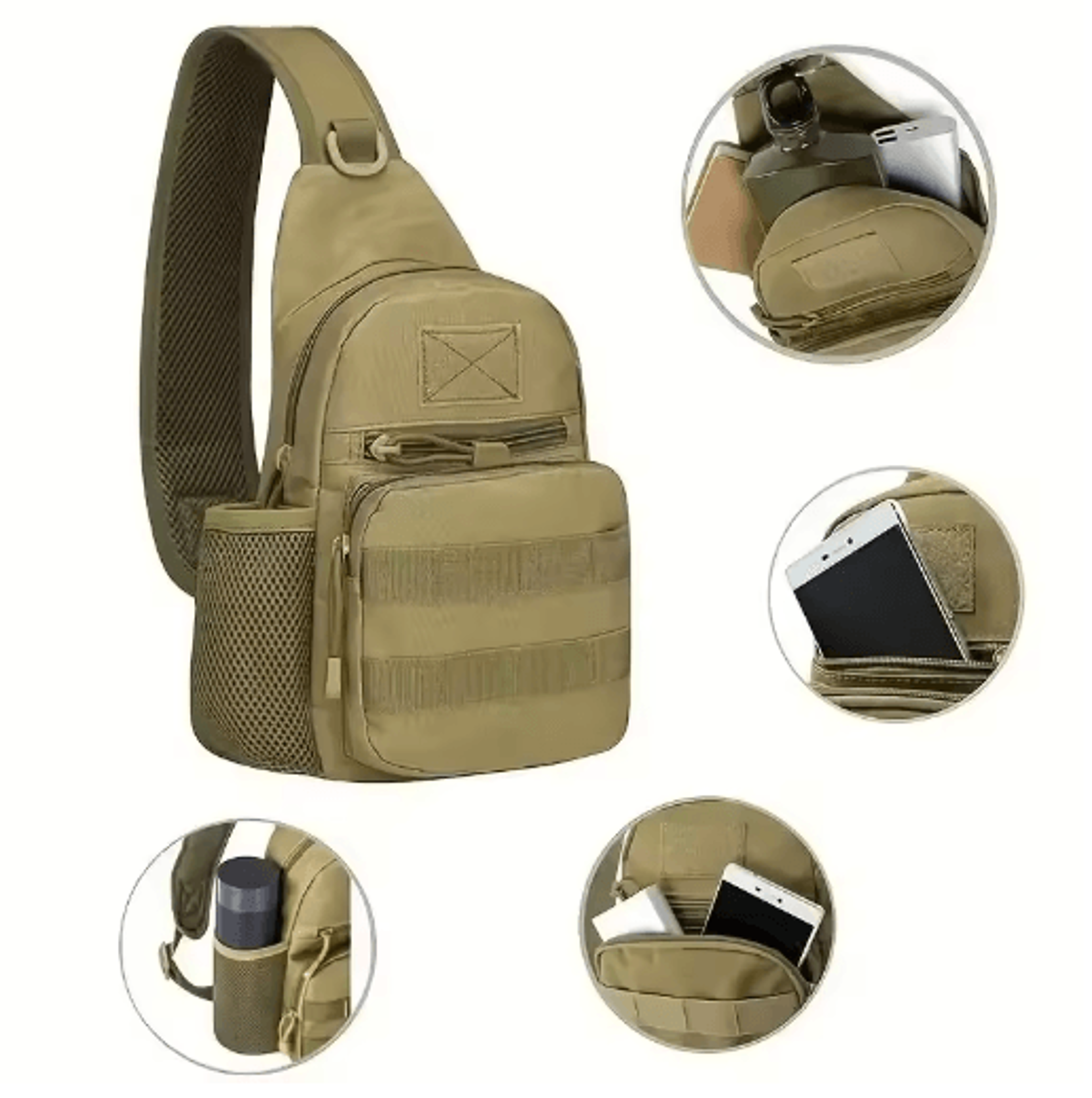 Tactical MOLLE Sling Bag  Nylon Outdoor Chest Pack For Hiking  Travel 5
