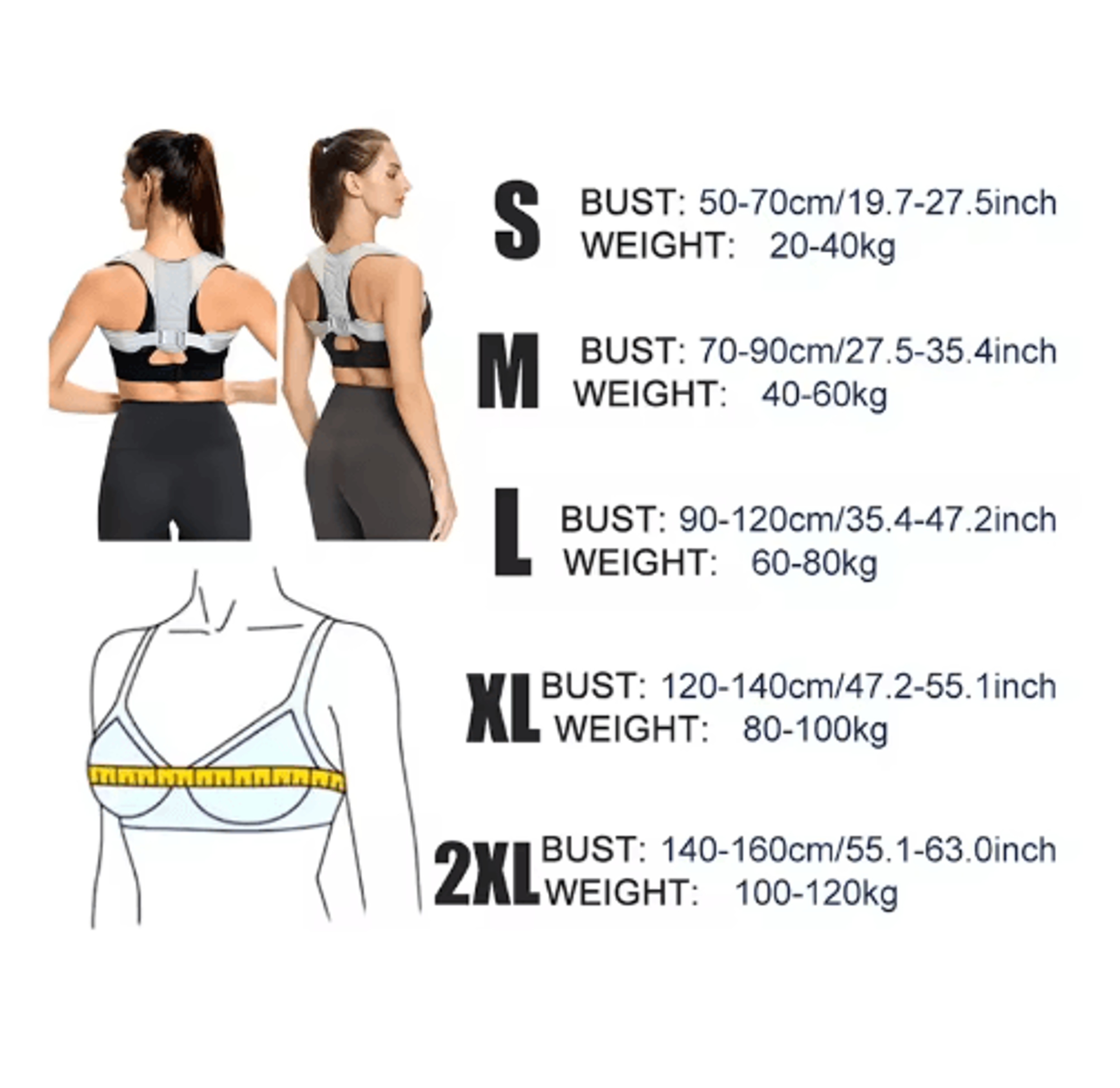 Back Posture Corrector Shoulder Support Brace Posture Training Brace Adjustable Posture Strap Back  3