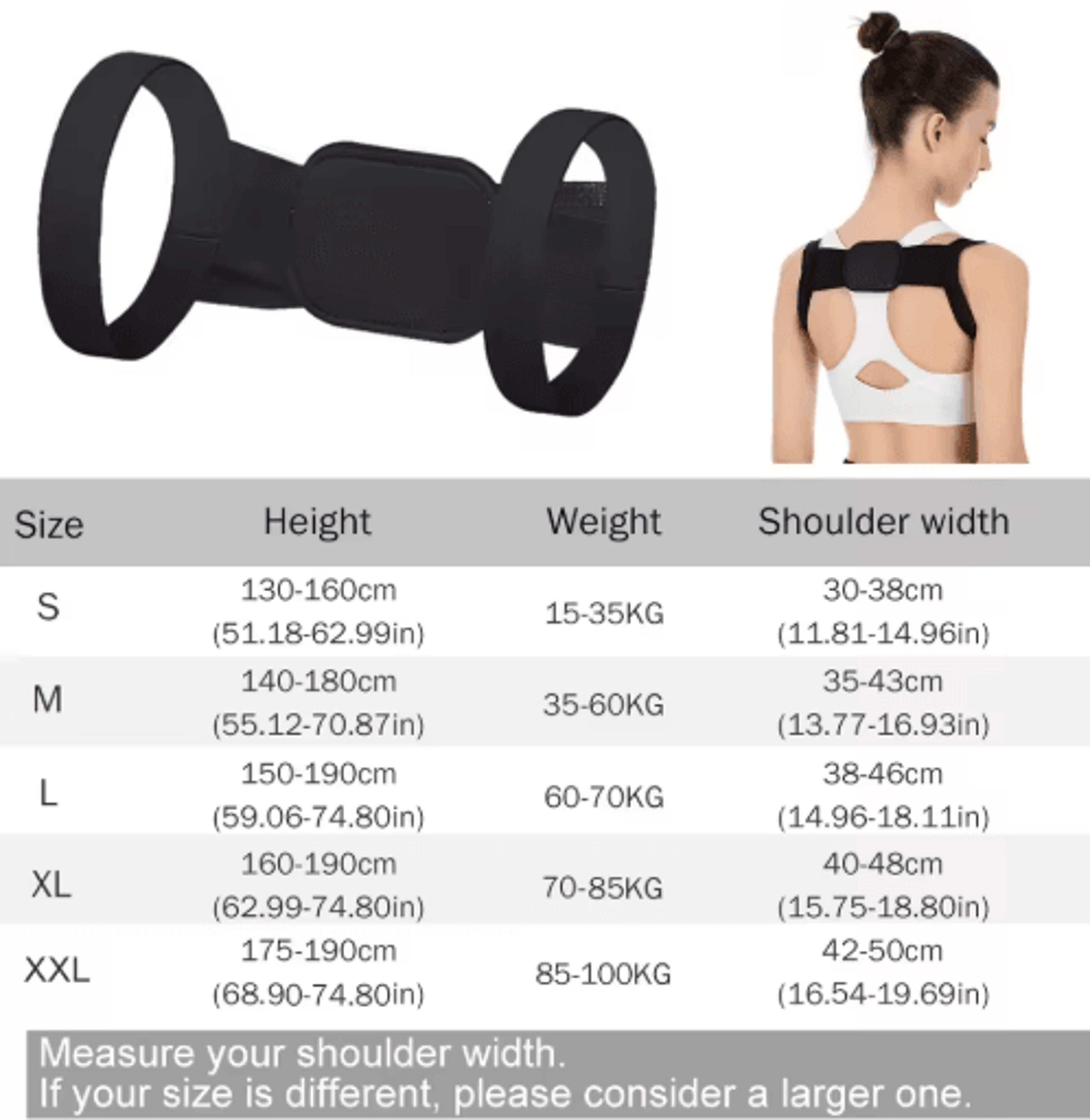 Adjustable Back  Shoulder Posture Support Brace  Spine Alignment Belt For Adults  Children SXXL 2