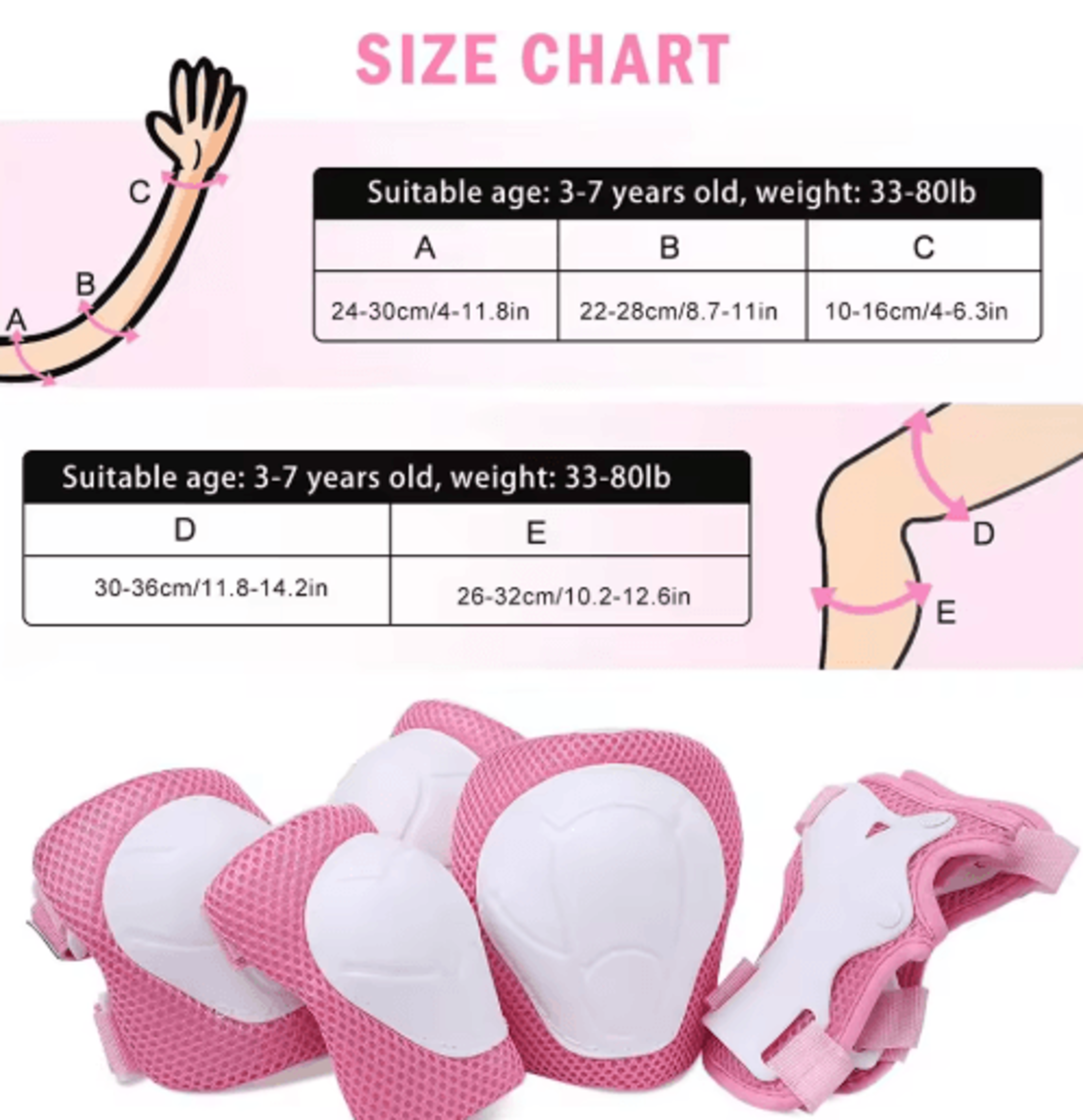 Kids Protective Gear Set  6PCS Knee Pads Elbow Pads  Wrist Guards For Skating Cycling  Outdoor Spor 12