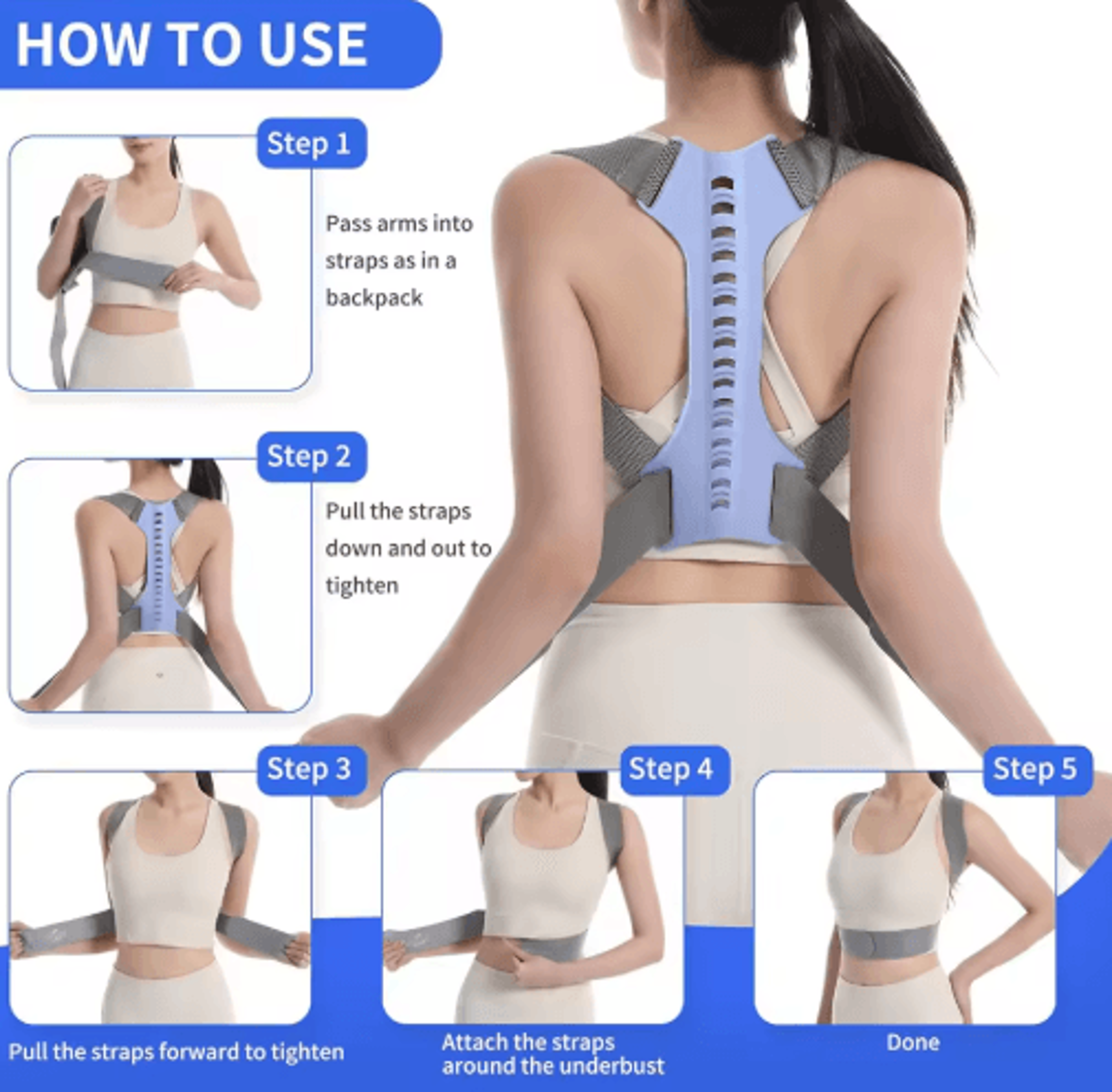 Adjustable Posture Corrector For Men  Women  Upper Back Brace With Shoulder  Neck Support 4