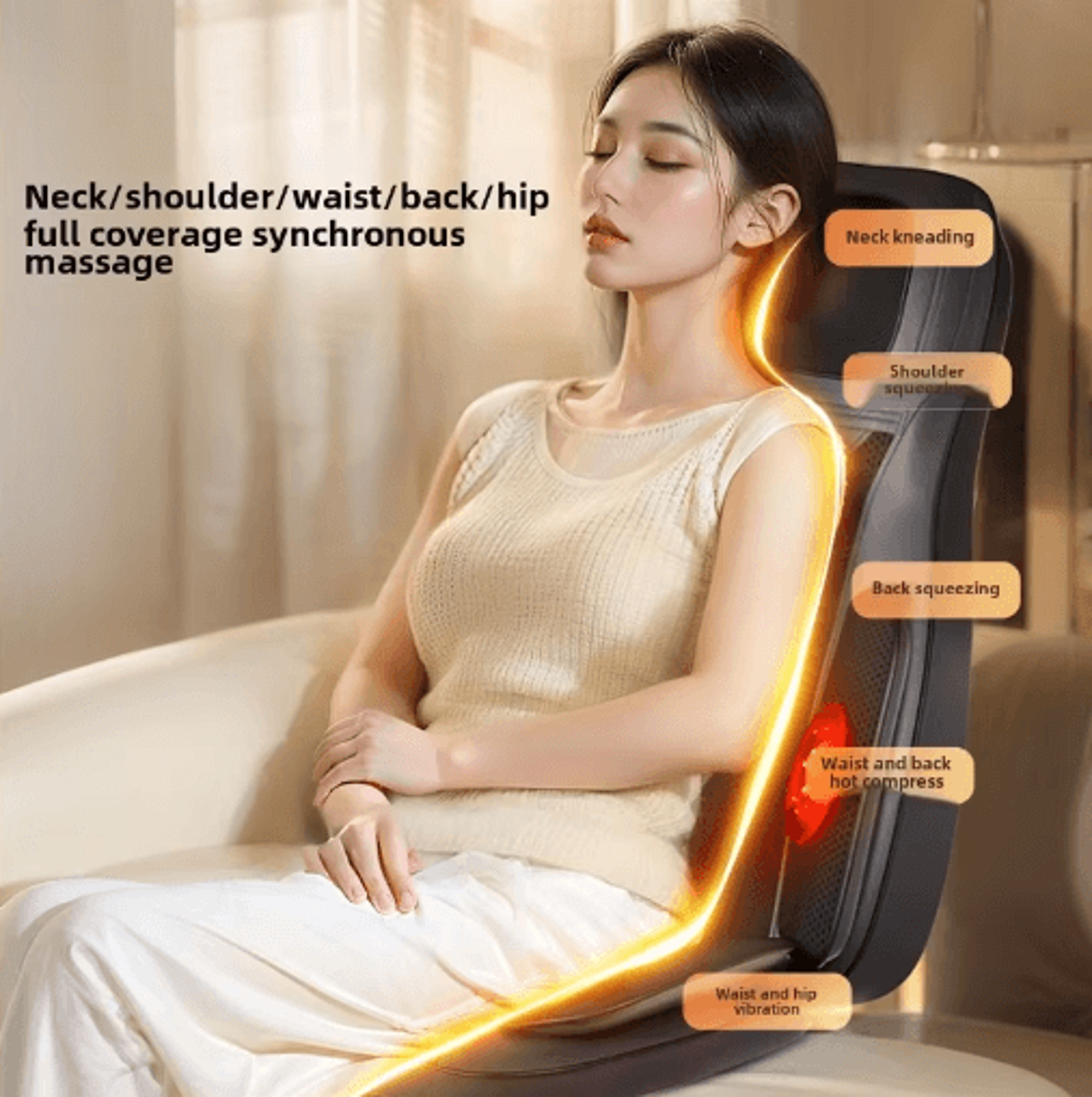 Full Body Massage Seat Cushion With Heat  Vibration For Chair  Heated Back Massager Pad 4