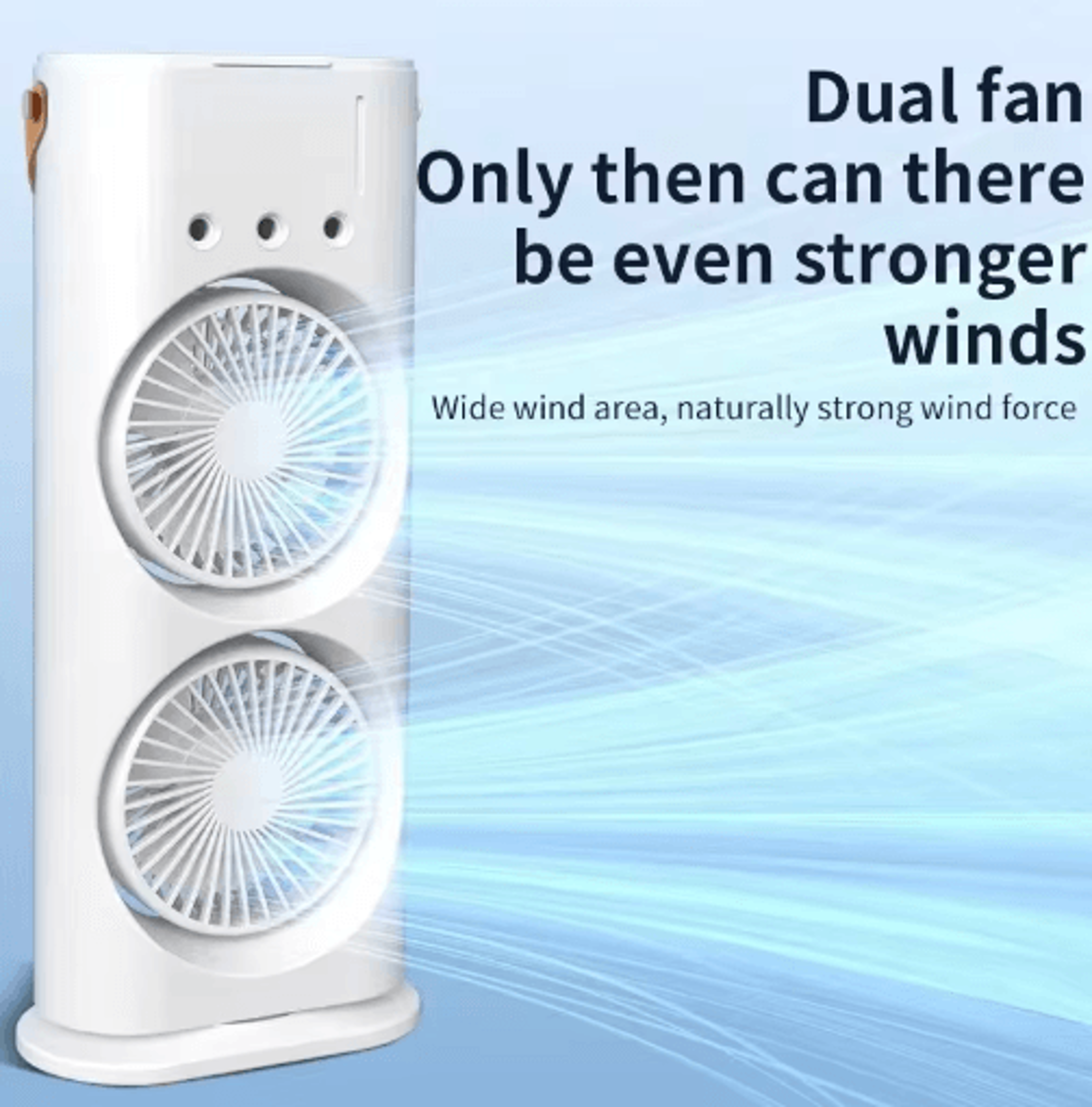 2-in-1 dual fan air cooler with humidifier – usb water cooling fan with rgb lights & 3 mist modes