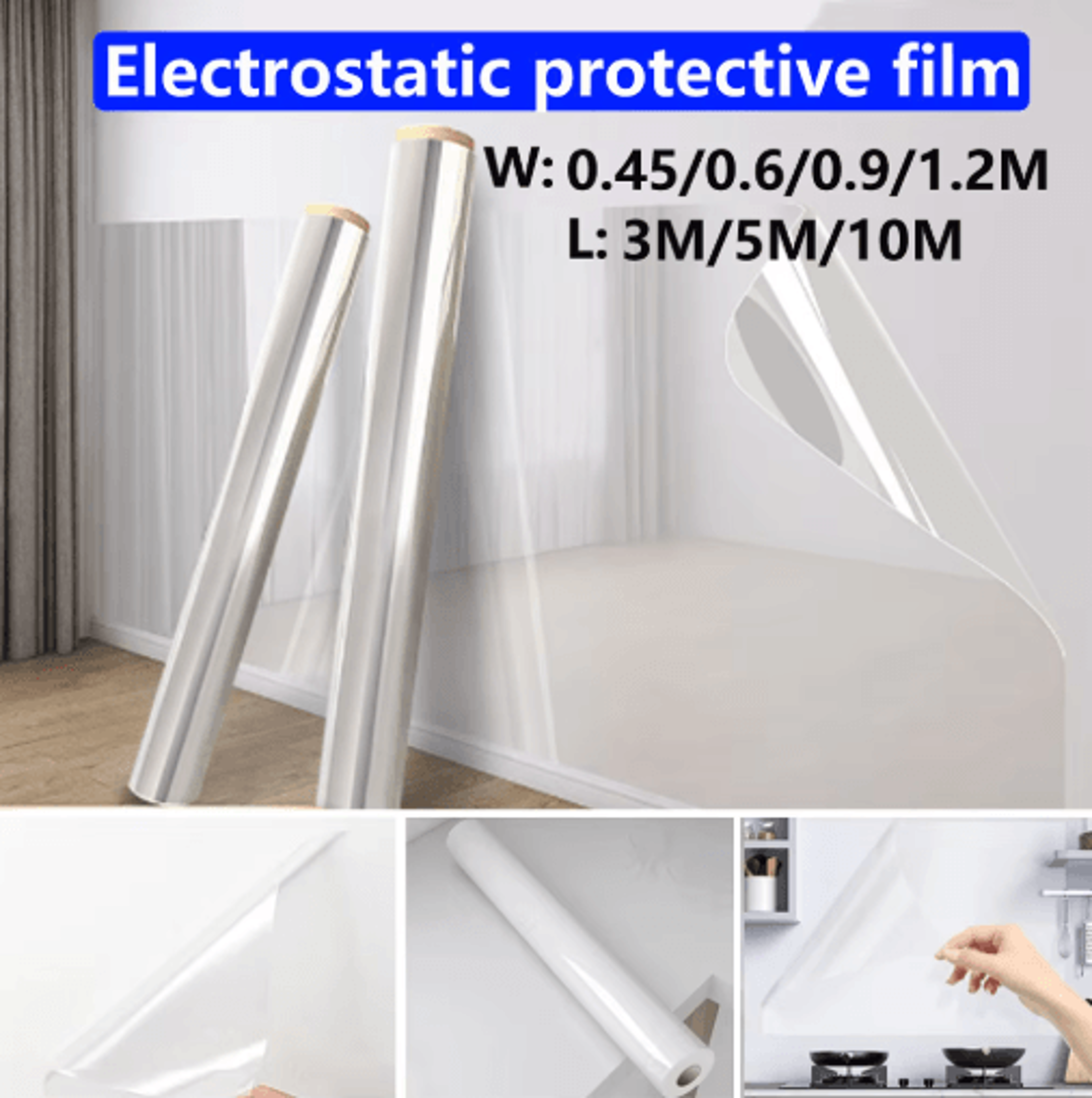 transparent oil-proof waterproof protective wall film 3/5/10m