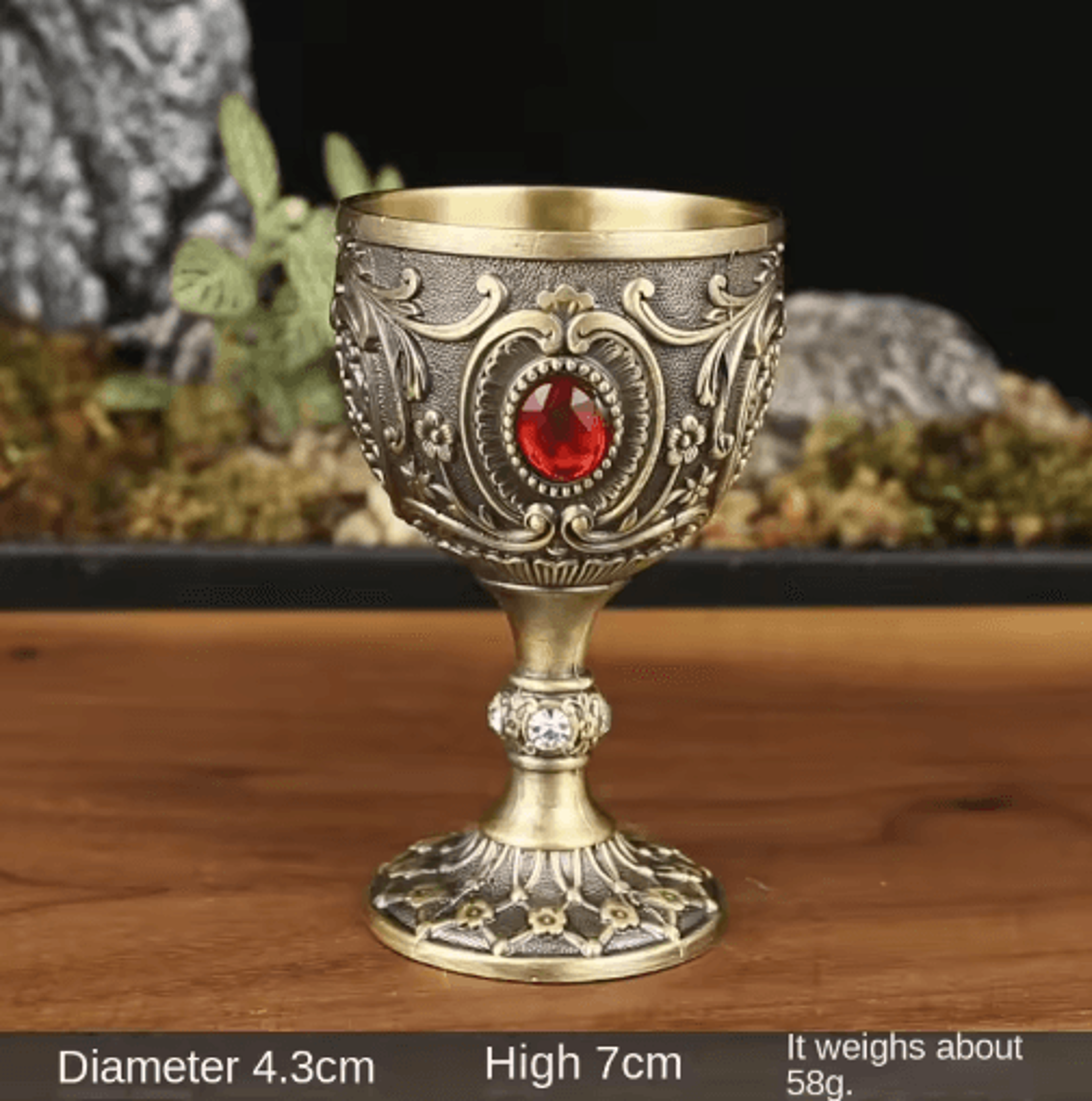 Vintage Medieval Holy Grail Engraved Metal Goblet 2