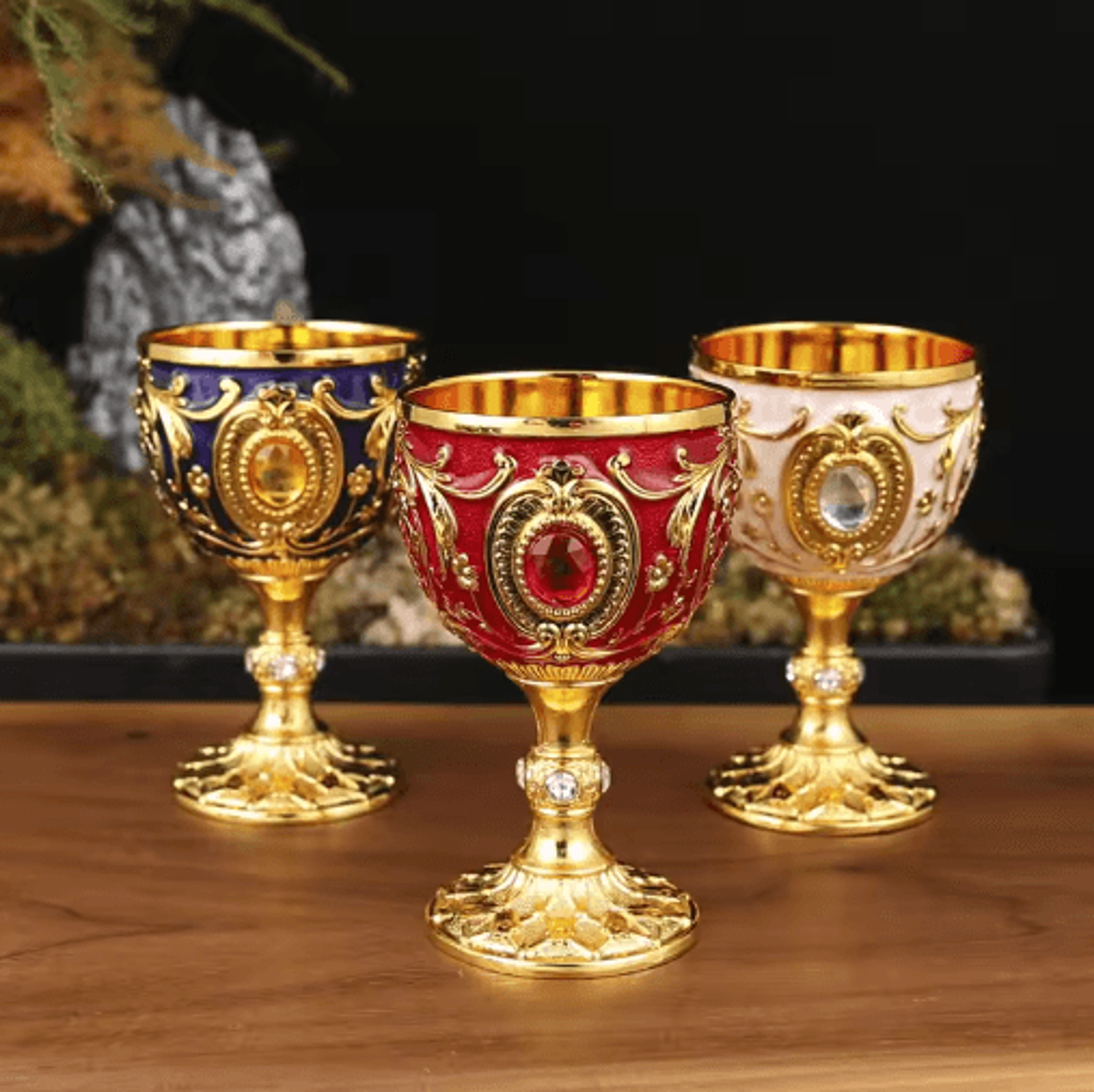Vintage Medieval Holy Grail Engraved Metal Goblet 11