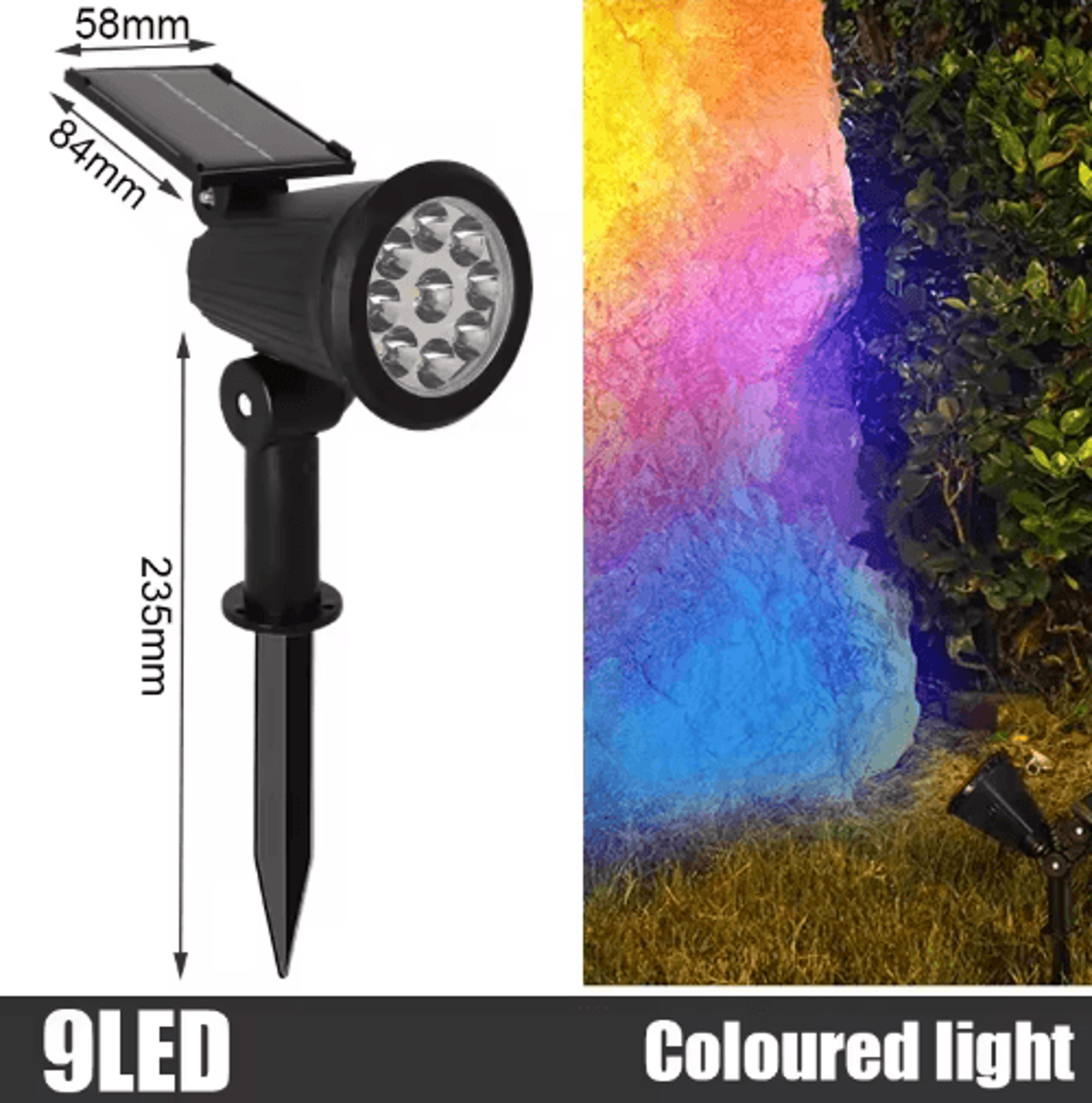 9LED Solar Spotlights With Adjustable Brightness For Outdoor Lighting 3