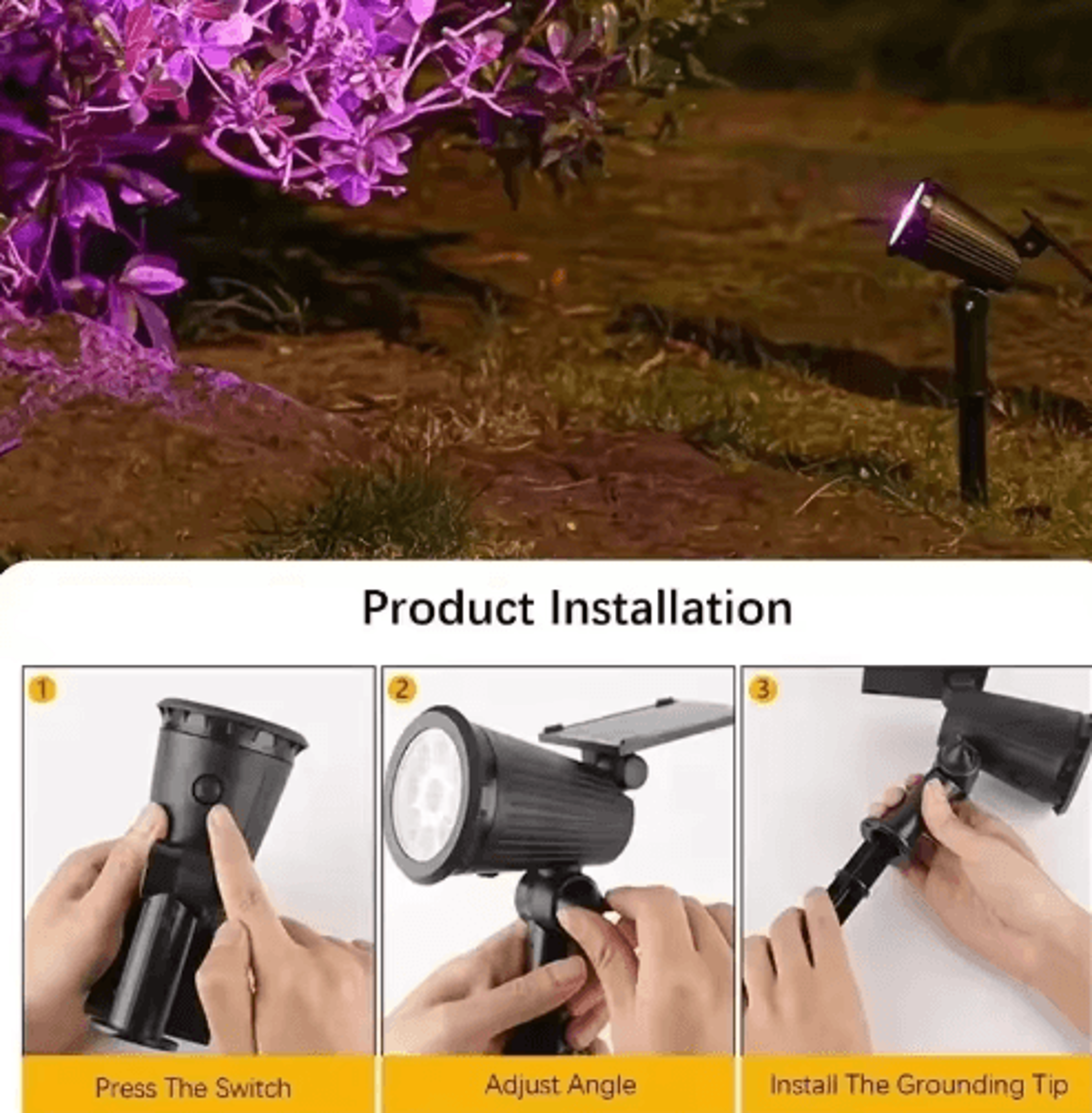 9LED Solar Spotlights With Adjustable Brightness For Outdoor Lighting 7