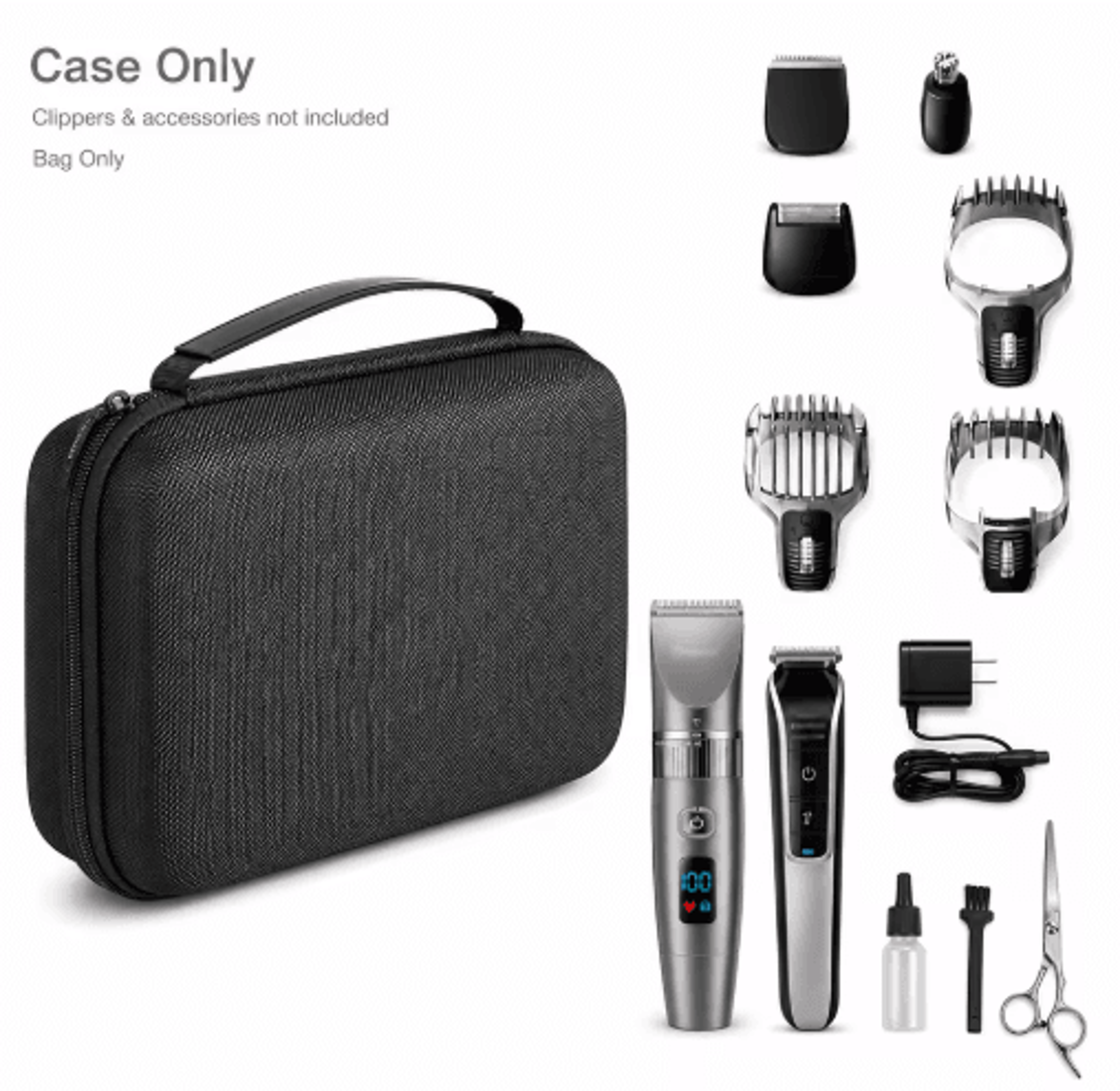 2pcs barber clipper & trimmer travel case