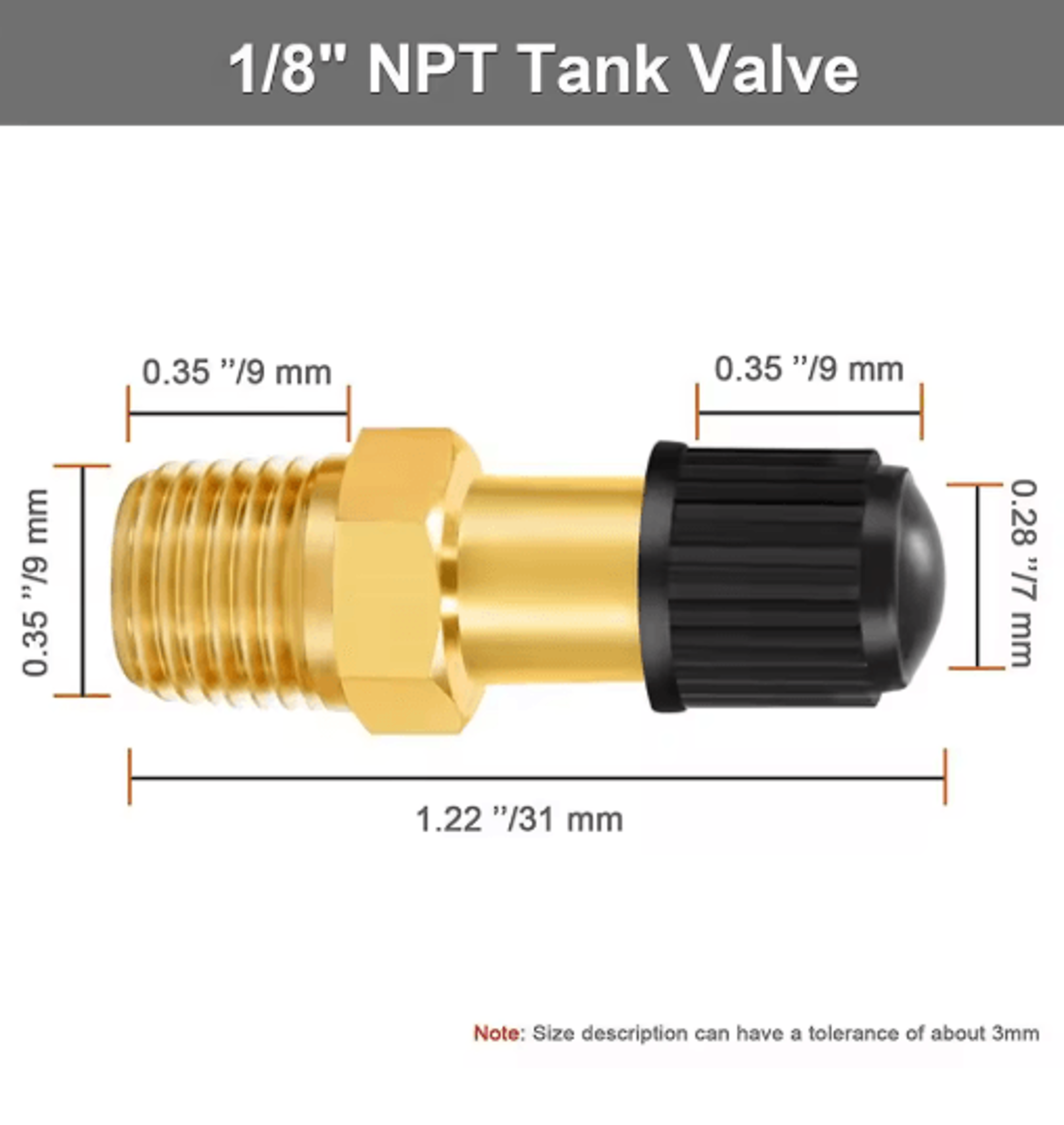 Brass Air Compressor Tank Fill Valve  14 NPT 18 NPT M10 Schrader Valve 3