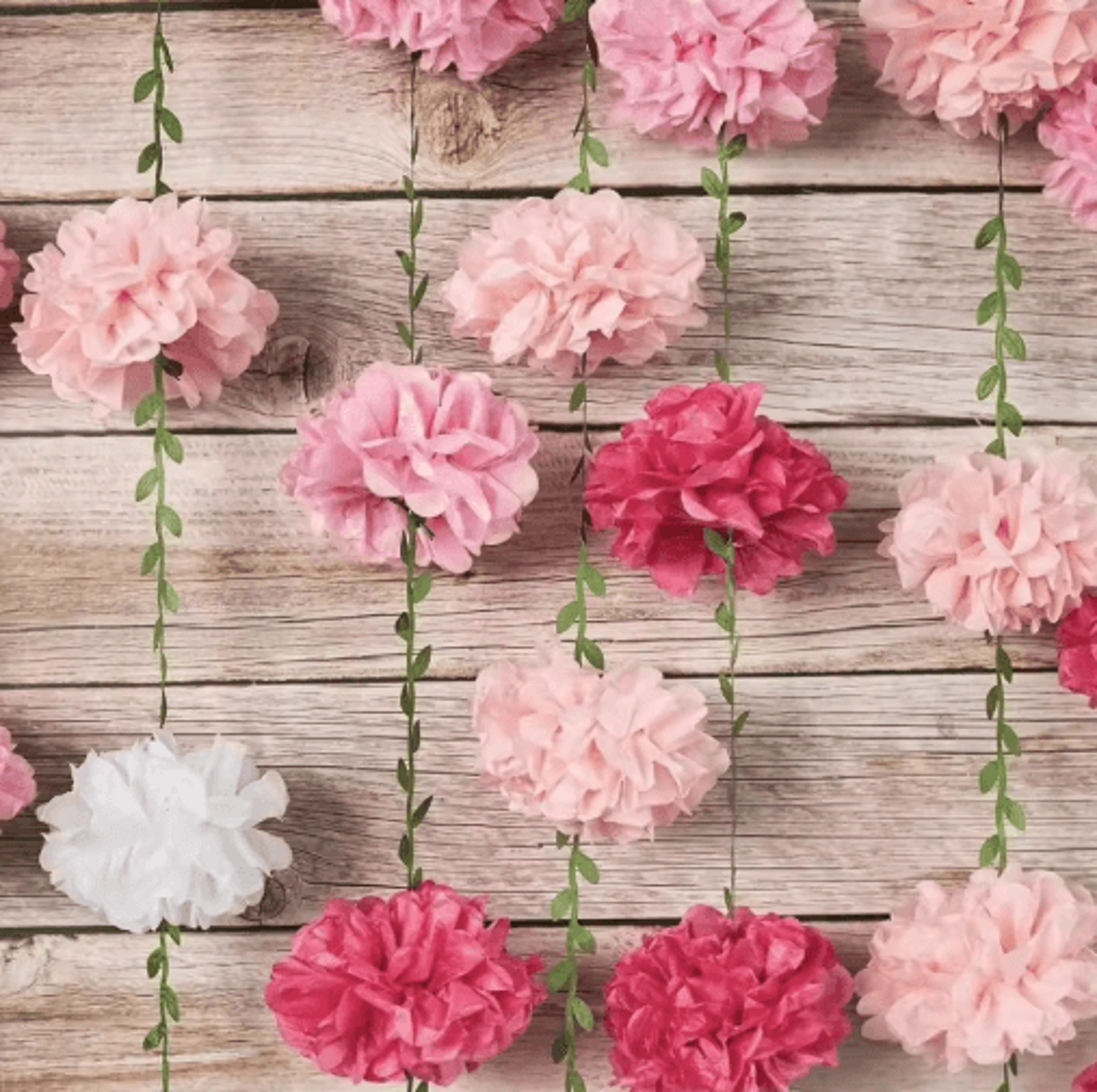 25m Tissue Paper Pom Pom Flower Garland 4