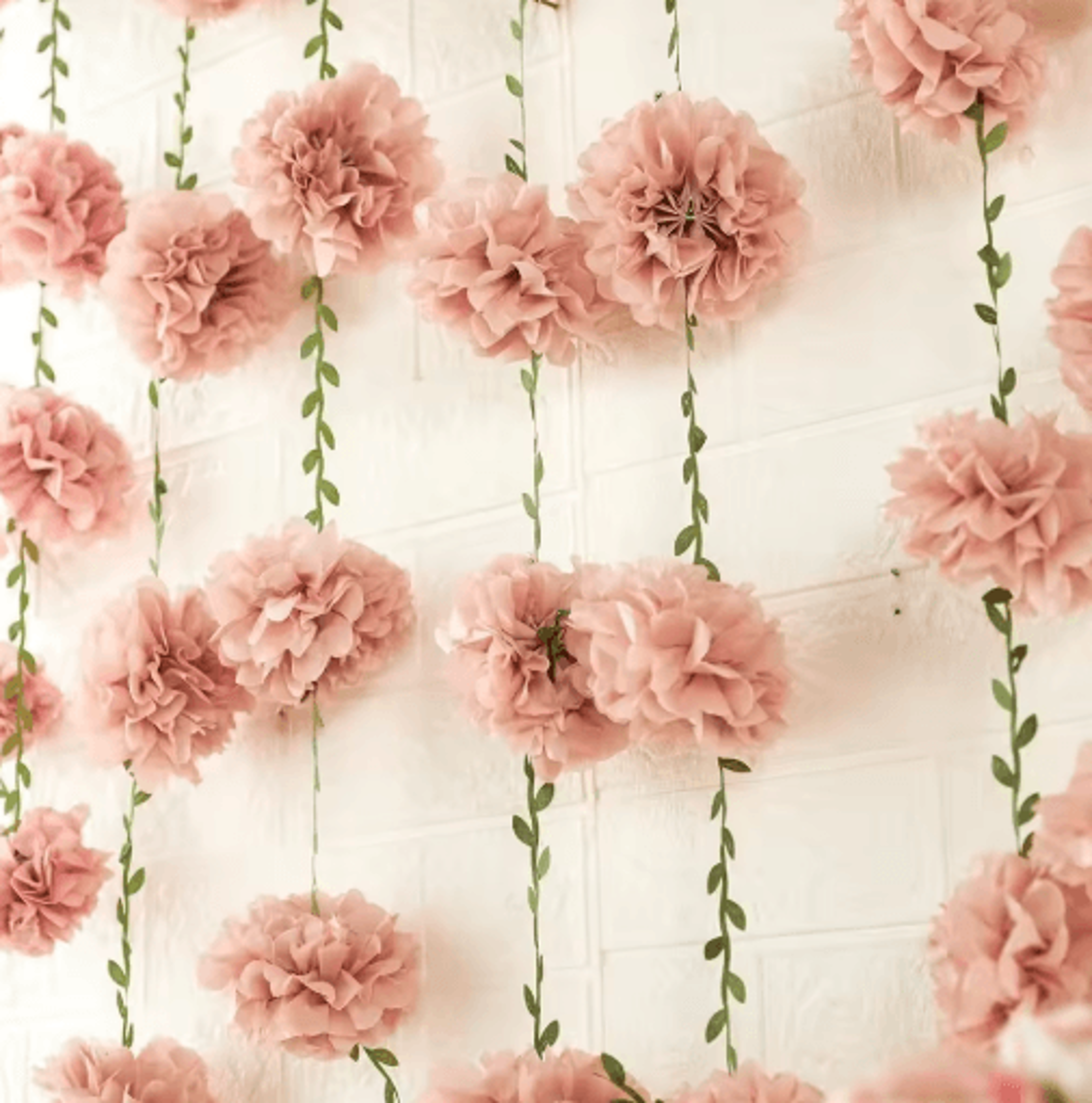 25m Tissue Paper Pom Pom Flower Garland 3