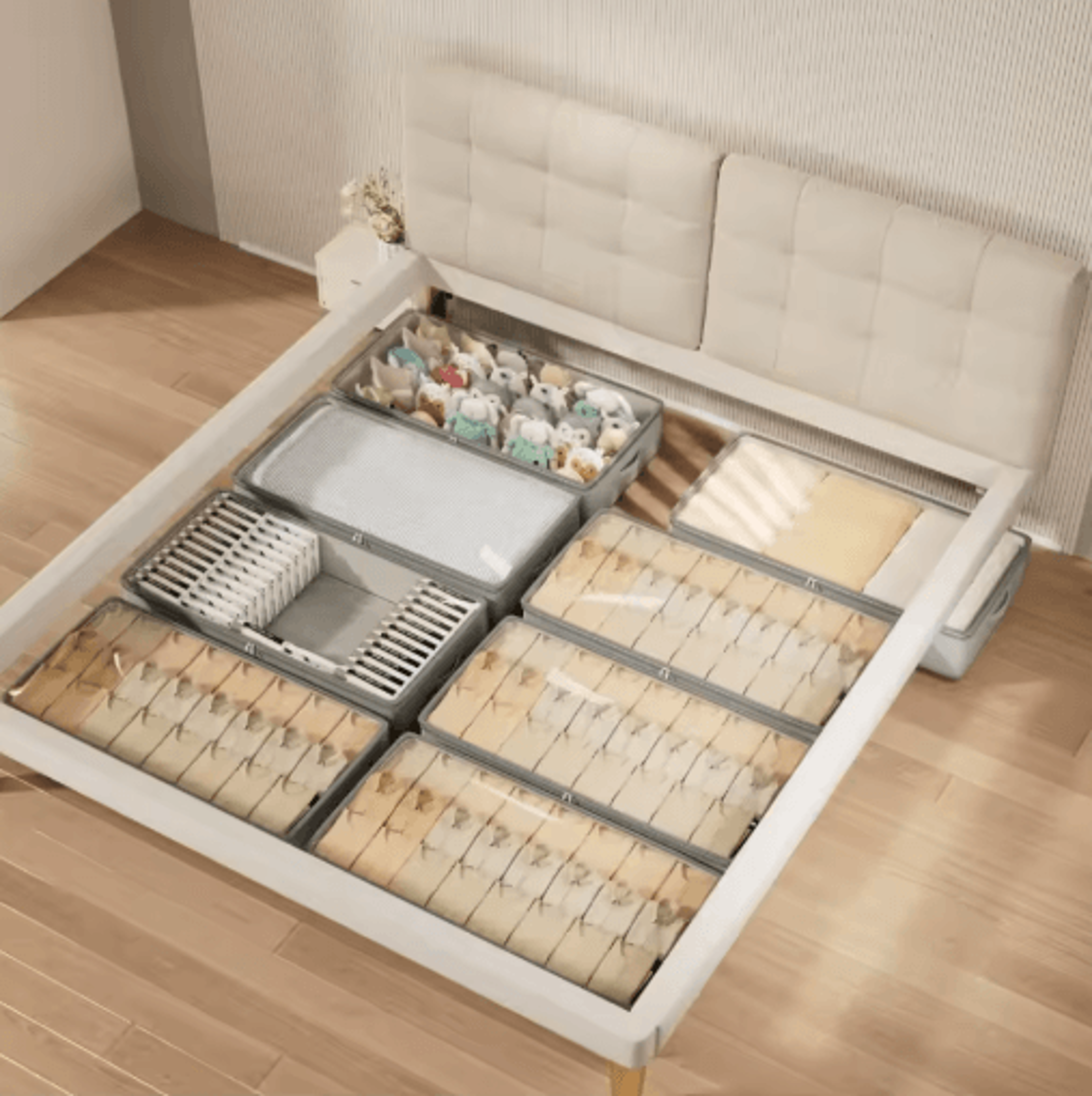 Foldable UnderBed Fabric Storage Bins For Clothes  Linens 2